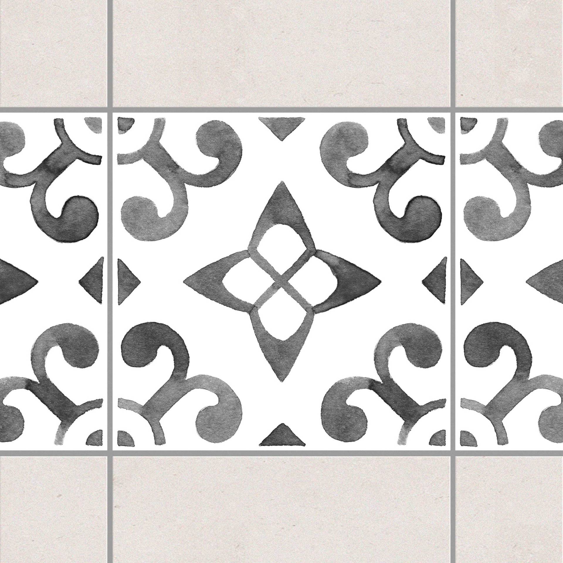 Fliesenaufkleber Muster Grau Weiß Serie No.5 von Klebefieber