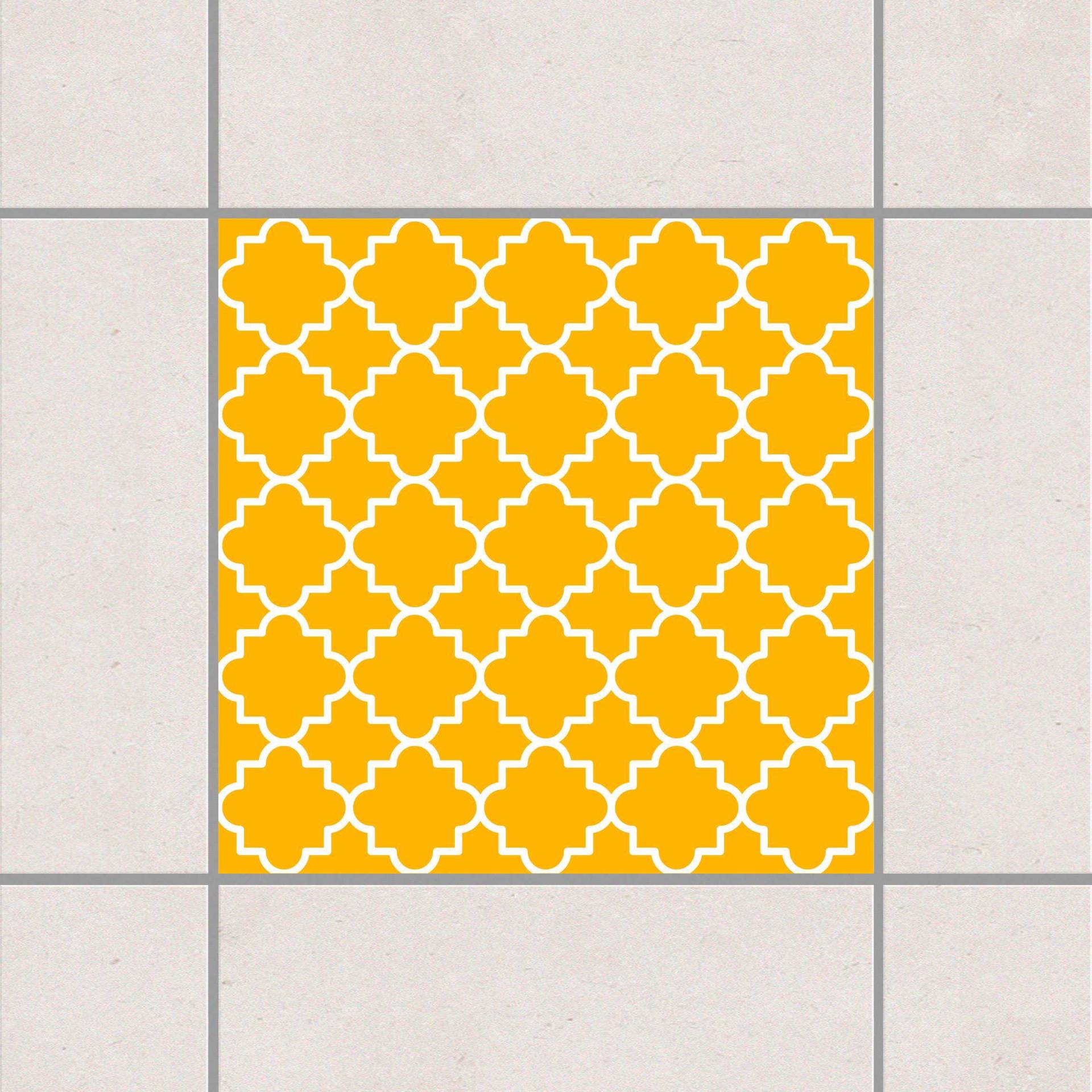 Fliesenaufkleber Traditional Quatrefoil Melon Yellow Gelb von Klebefieber