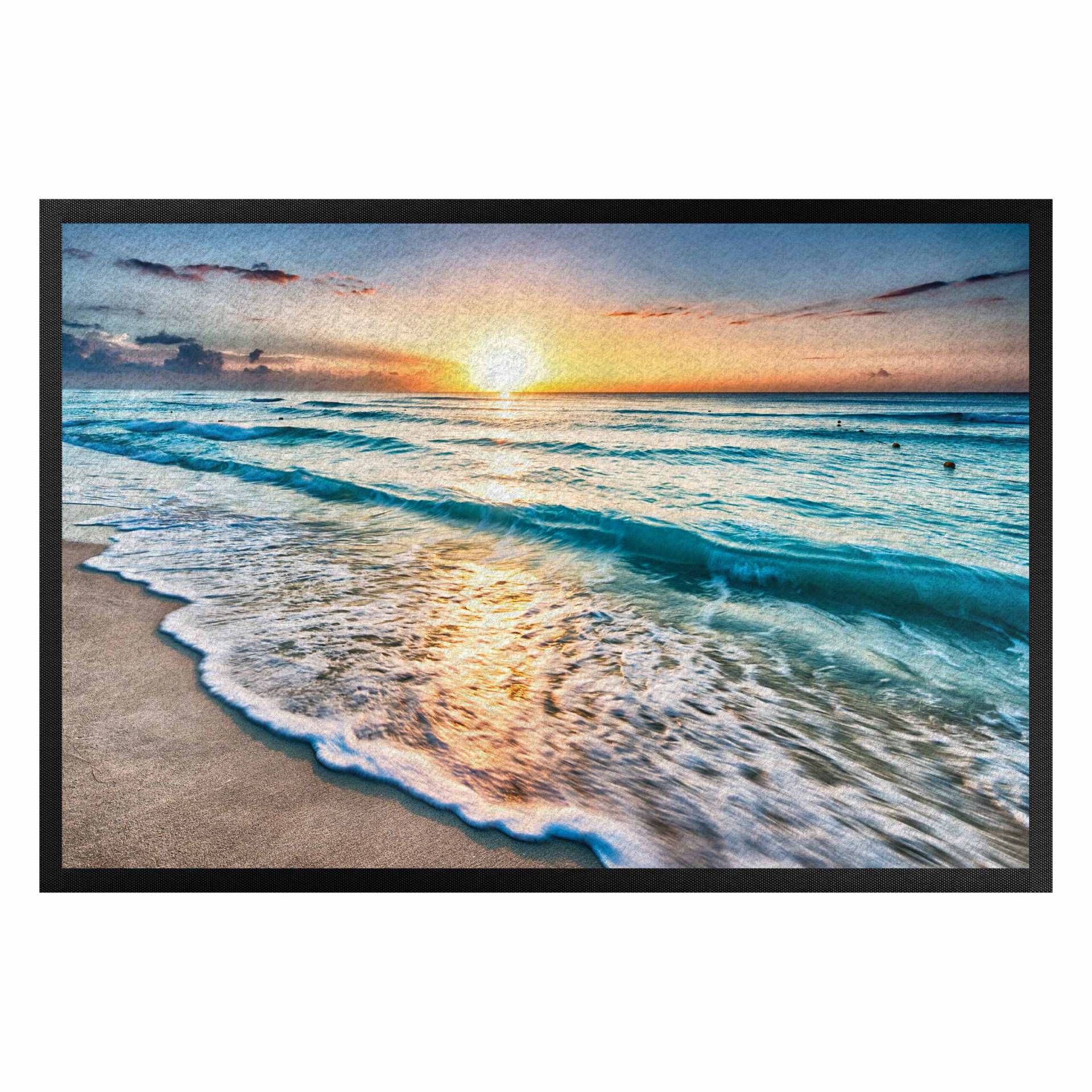 Fußmatte Sonnenuntergang am Strand von Klebefieber
