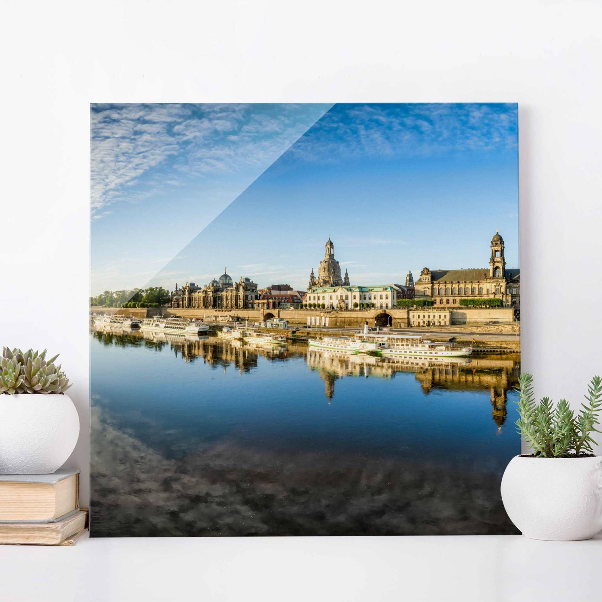 Glasbild Die Weiße Flotte von Dresden von Klebefieber