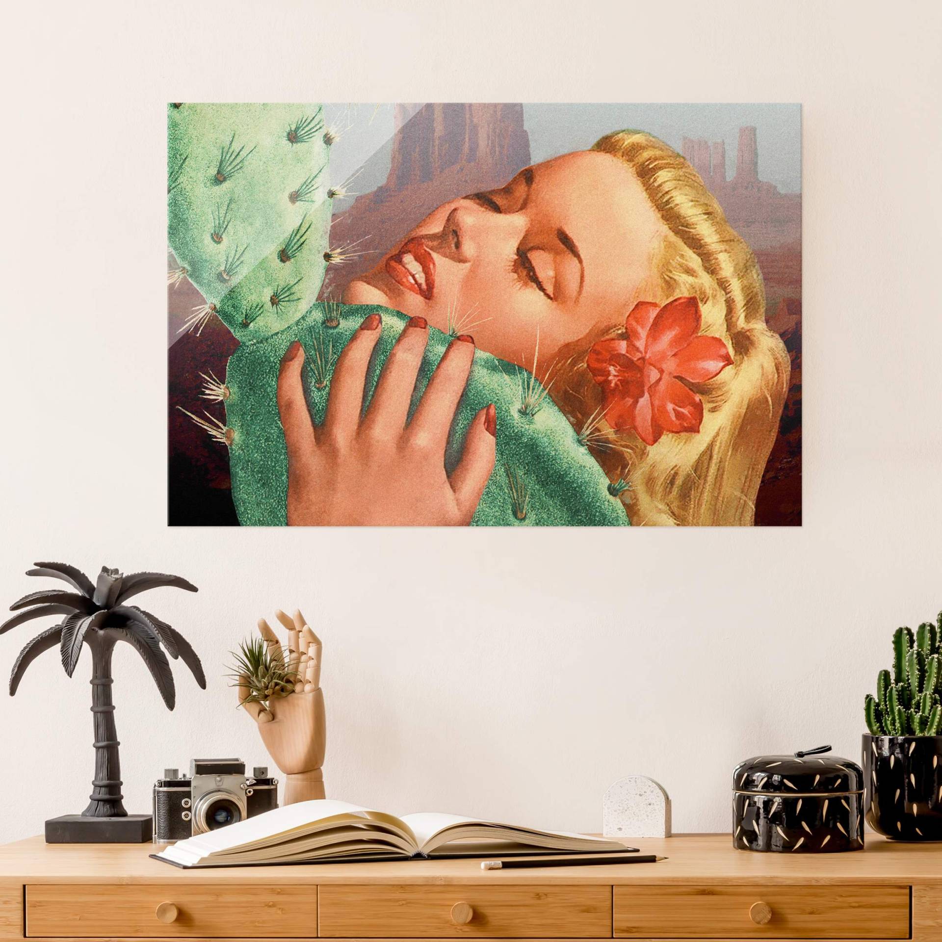 Glasbild Kaktus-Liebe von Klebefieber