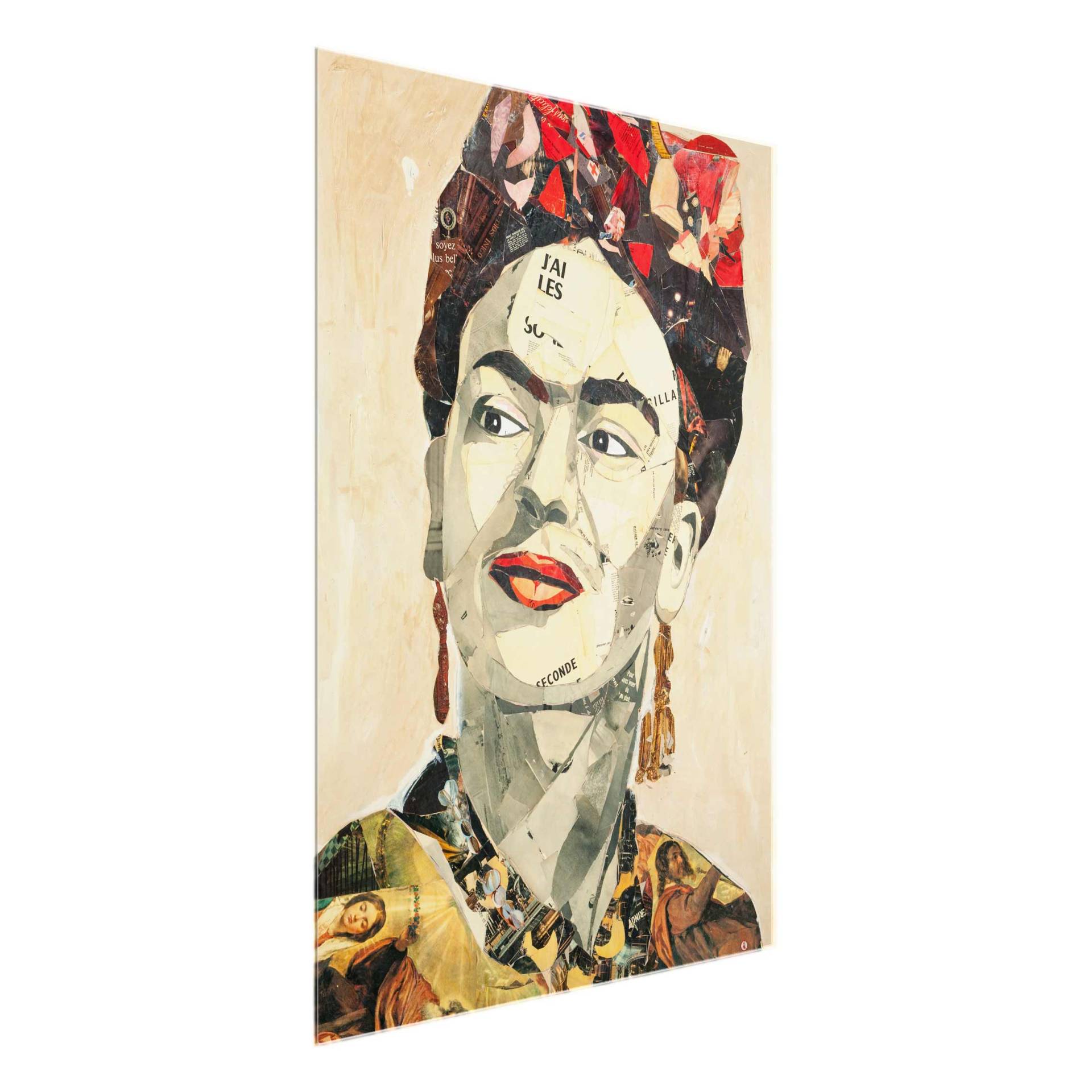 Glasbild Kunstdruck Frida Kahlo - Collage No.2 von Klebefieber