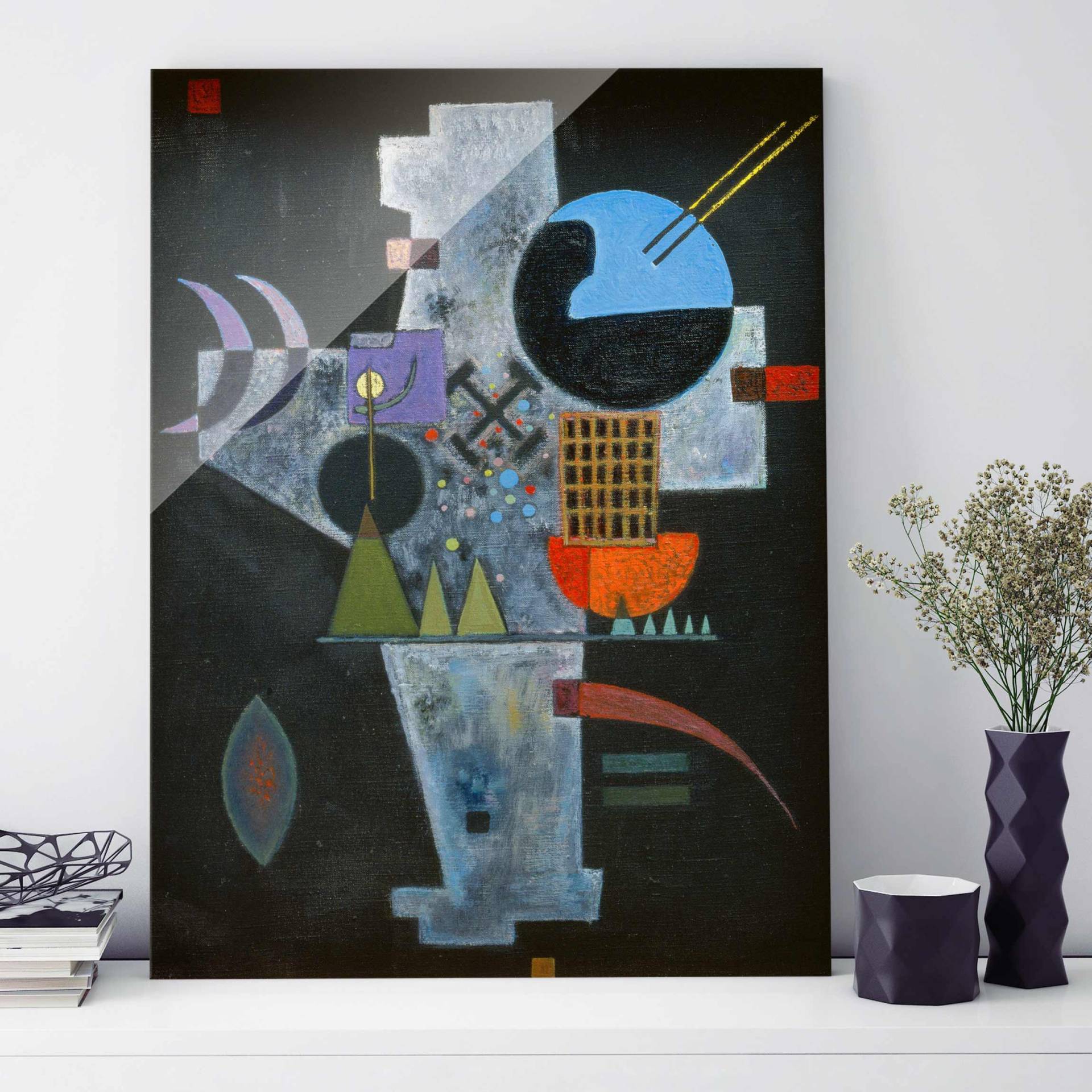 Glasbild Kunstdruck Wassily Kandinsky - Kreuzform von Klebefieber