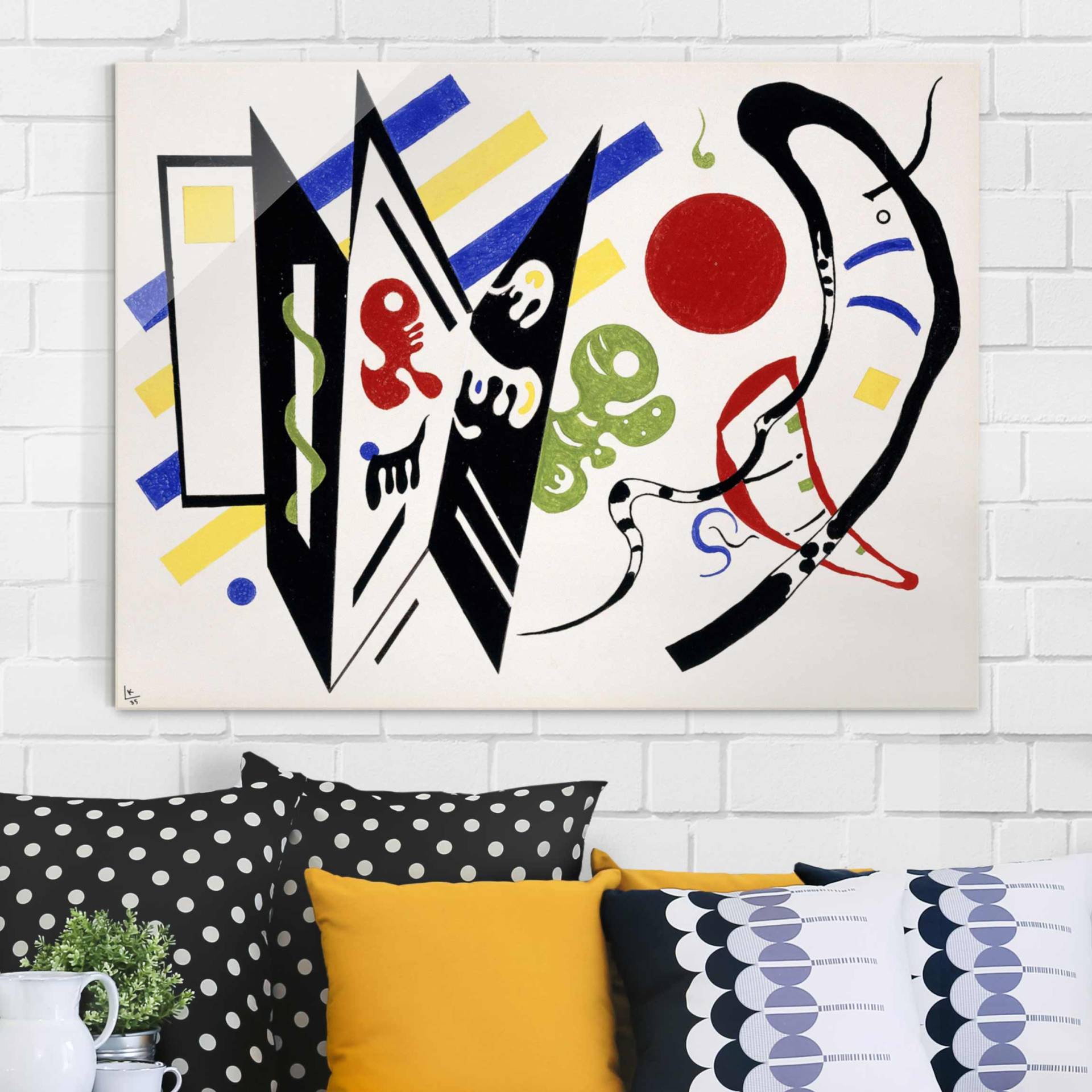 Glasbild Kunstdruck Wassily Kandinsky - Reciproque von Klebefieber