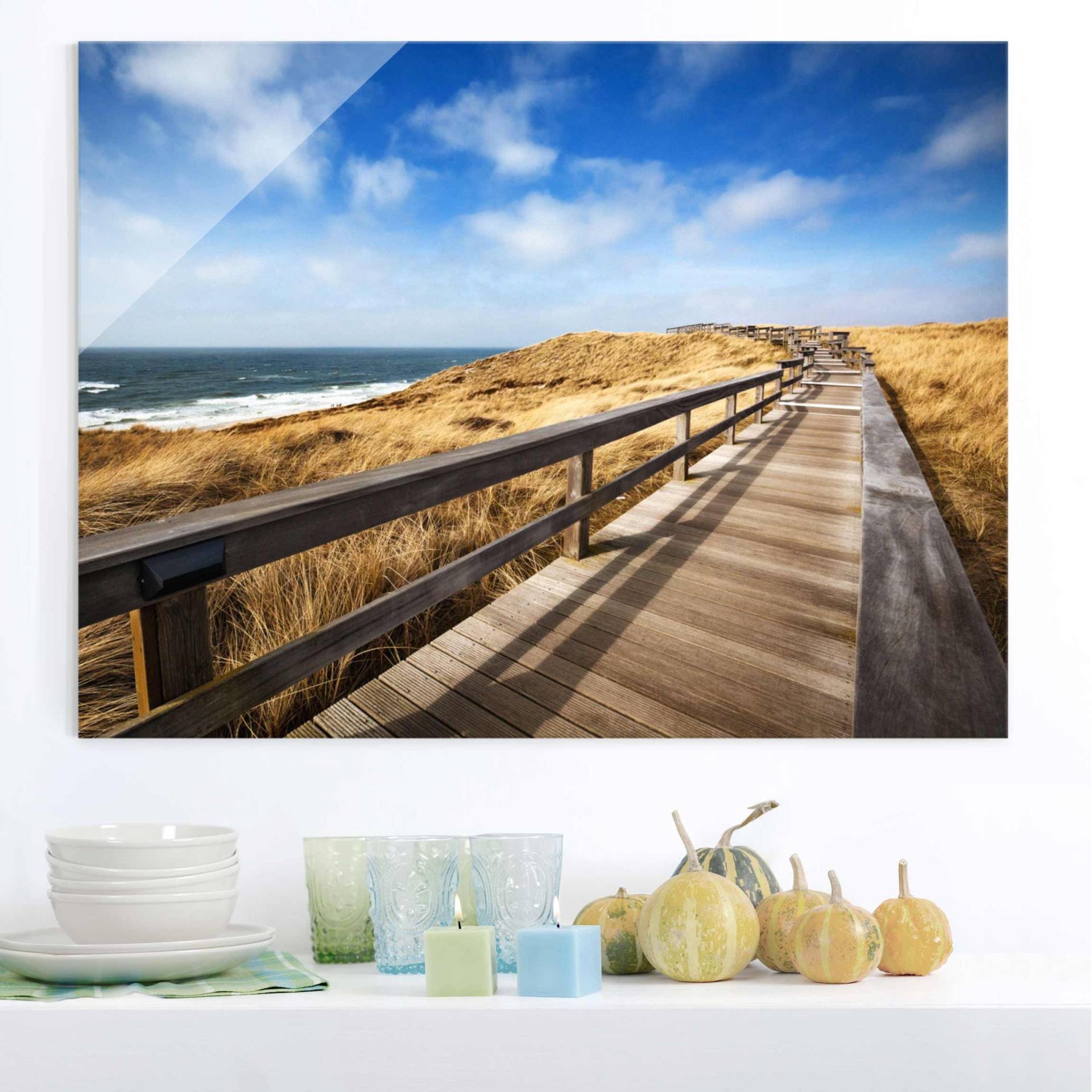 Glasbild Natur & Landschaft Dünenweg an der Nordsee auf Sylt von Klebefieber