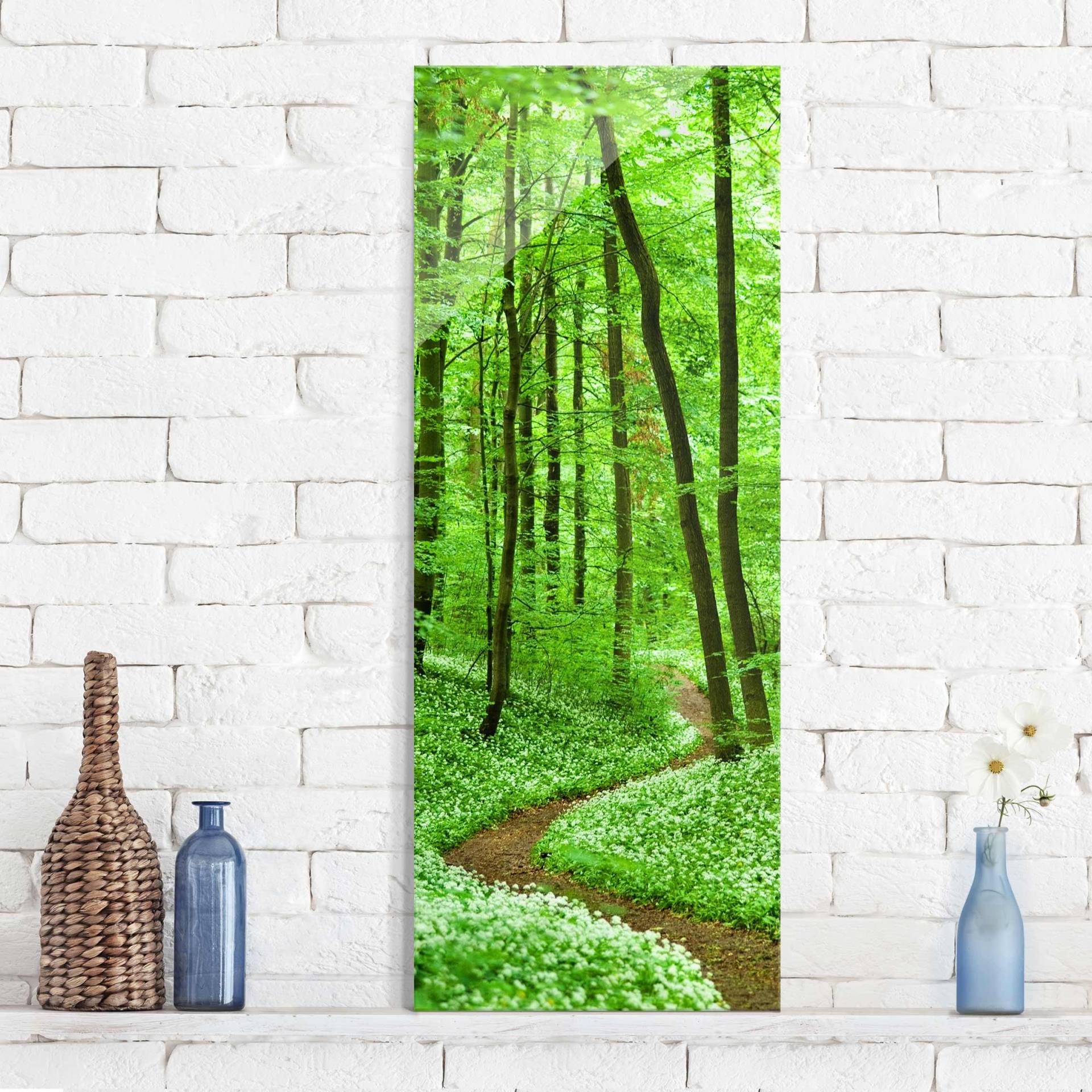 Glasbild Natur & Landschaft Romantischer Waldweg von Klebefieber