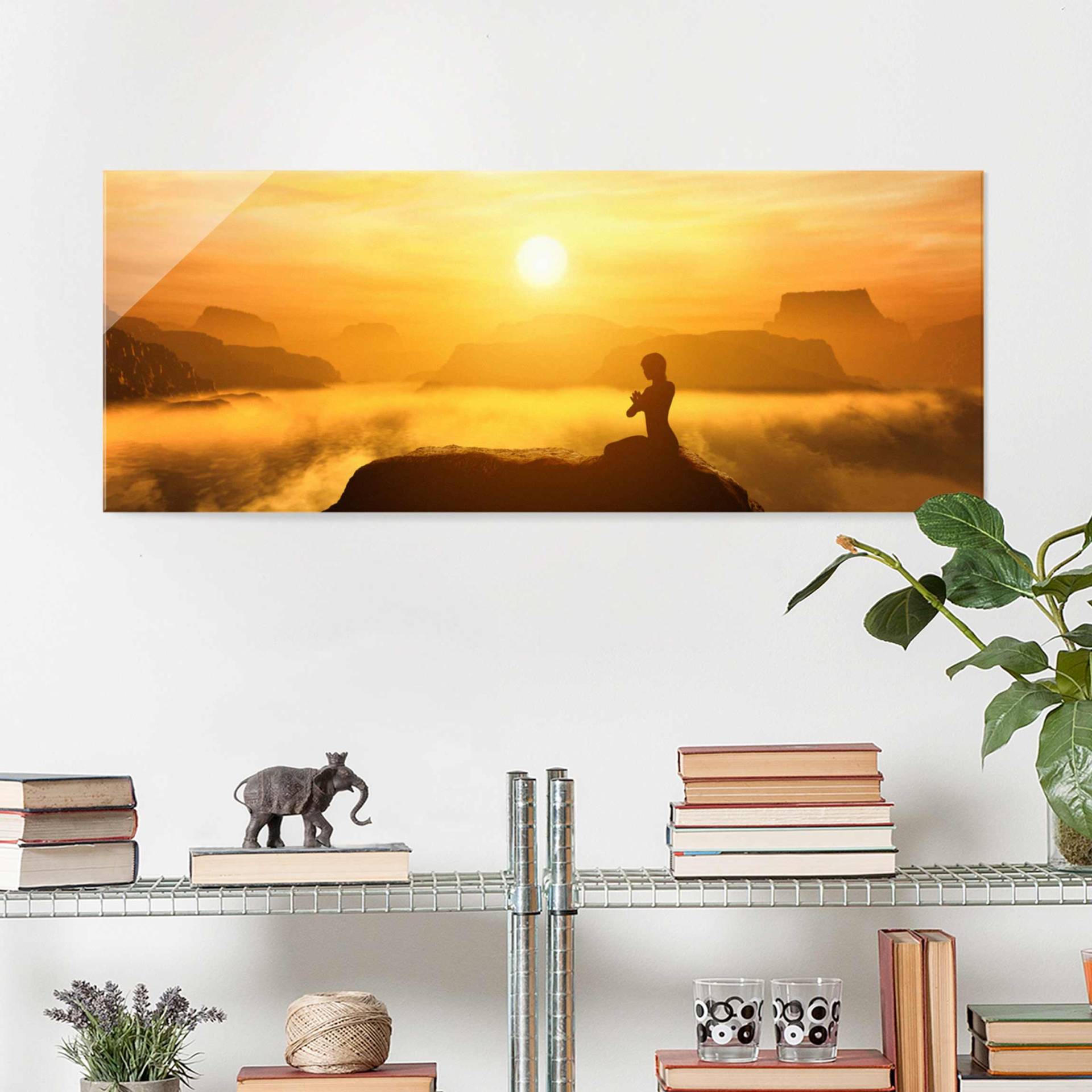 Glasbild Natur & Landschaft Yoga Meditation von Klebefieber