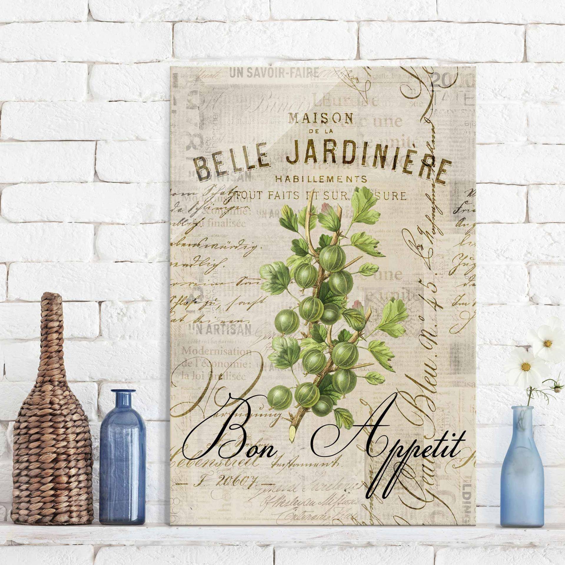 Glasbild Shabby Chic Collage - Stachelbeere von Klebefieber