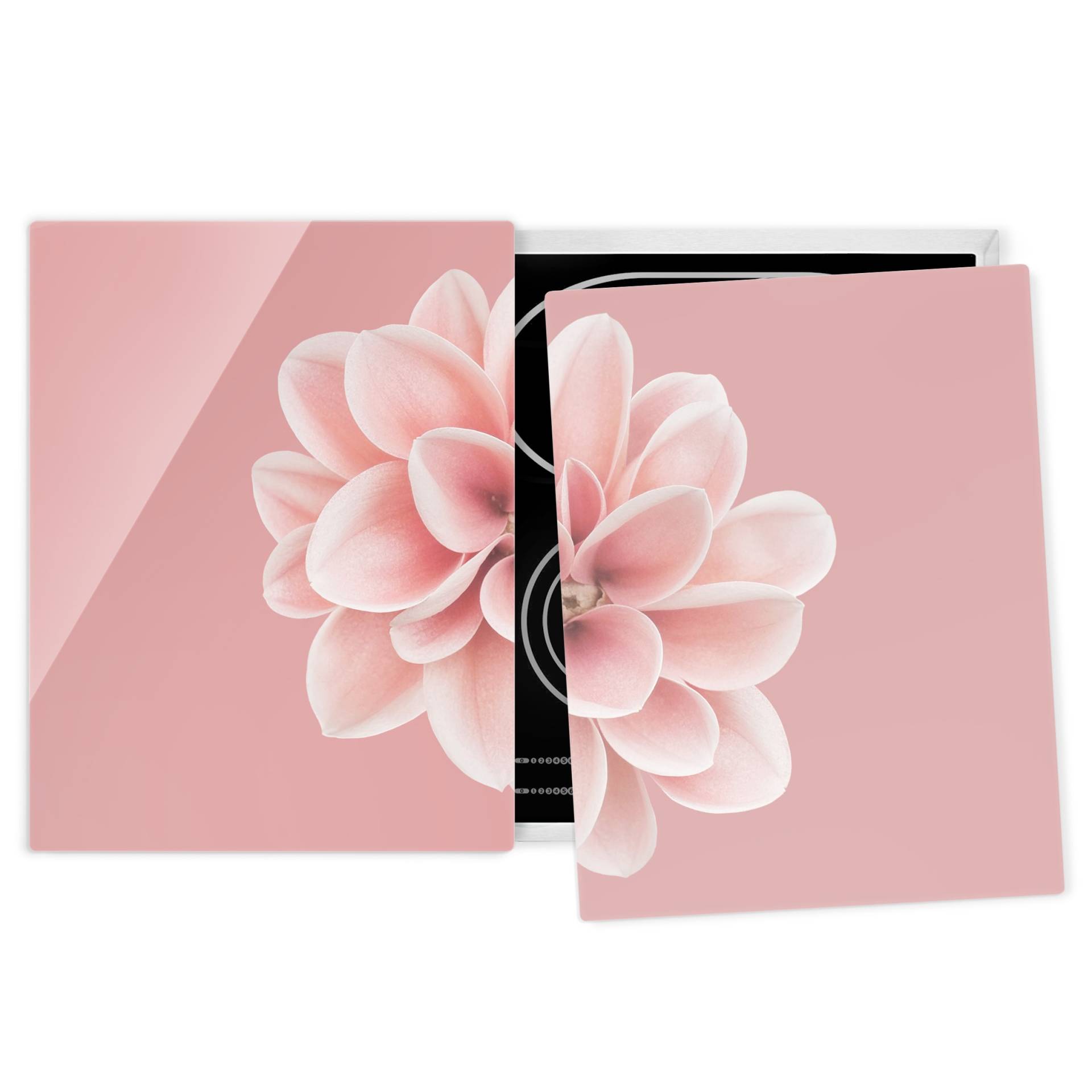 Herdabdeckplatte Blumen Dahlie Rosa Blush Blume Zentriert von Klebefieber