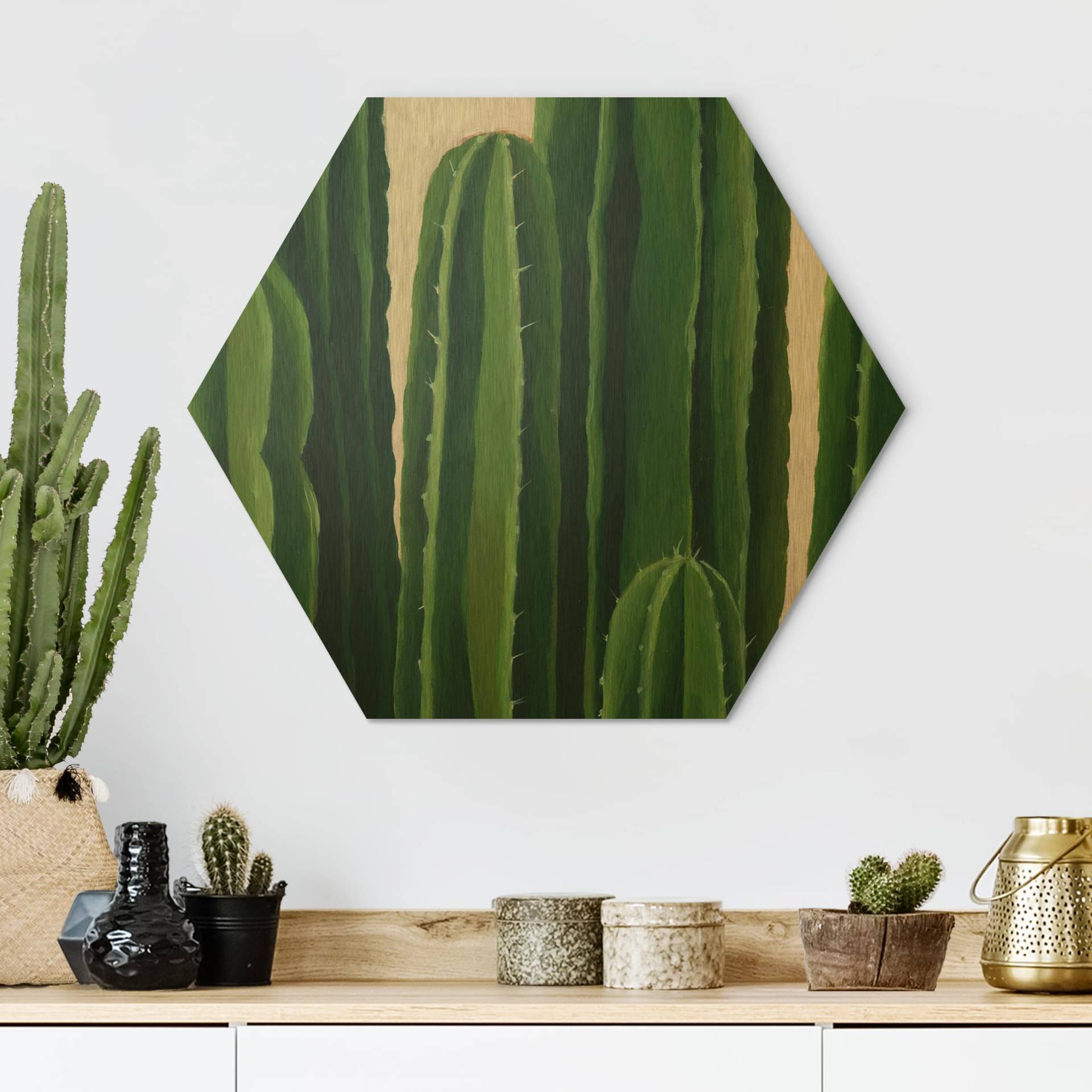 Hexagon-Alu-Dibond Bild Lieblingspflanzen - Kaktus von Klebefieber