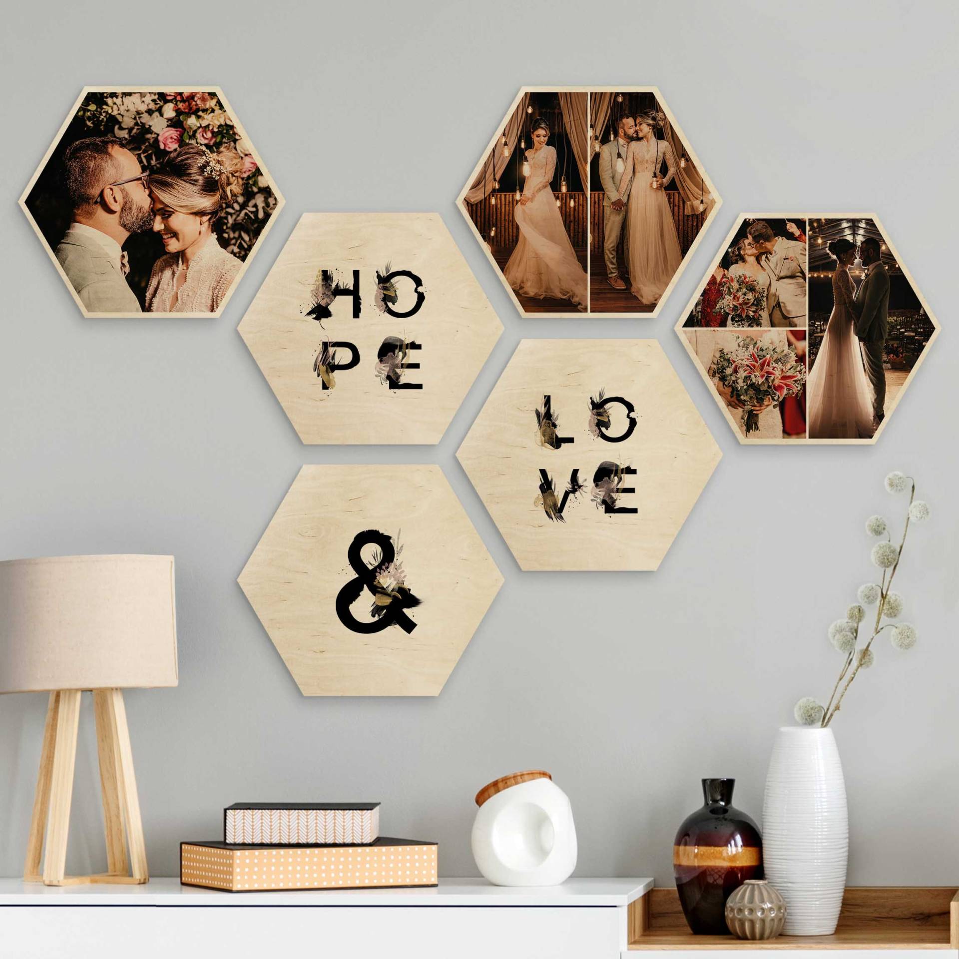 Hexagon Bild Holz Designer Mehrteiliges Hexagon Bild Holz selbst gestalten von Klebefieber