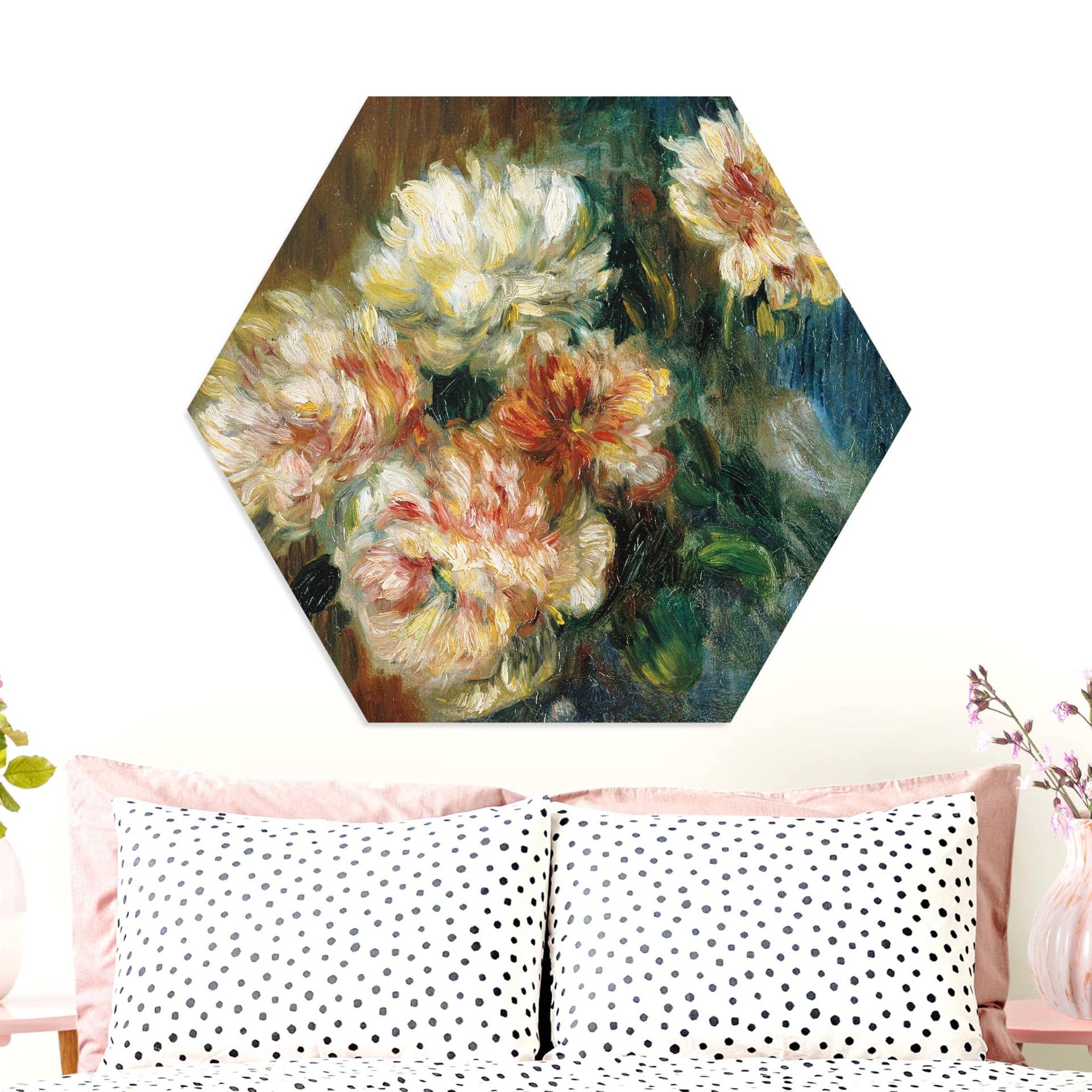 Hexagon-Forexbild Auguste Renoir - Vase Pfingstrosen von Klebefieber