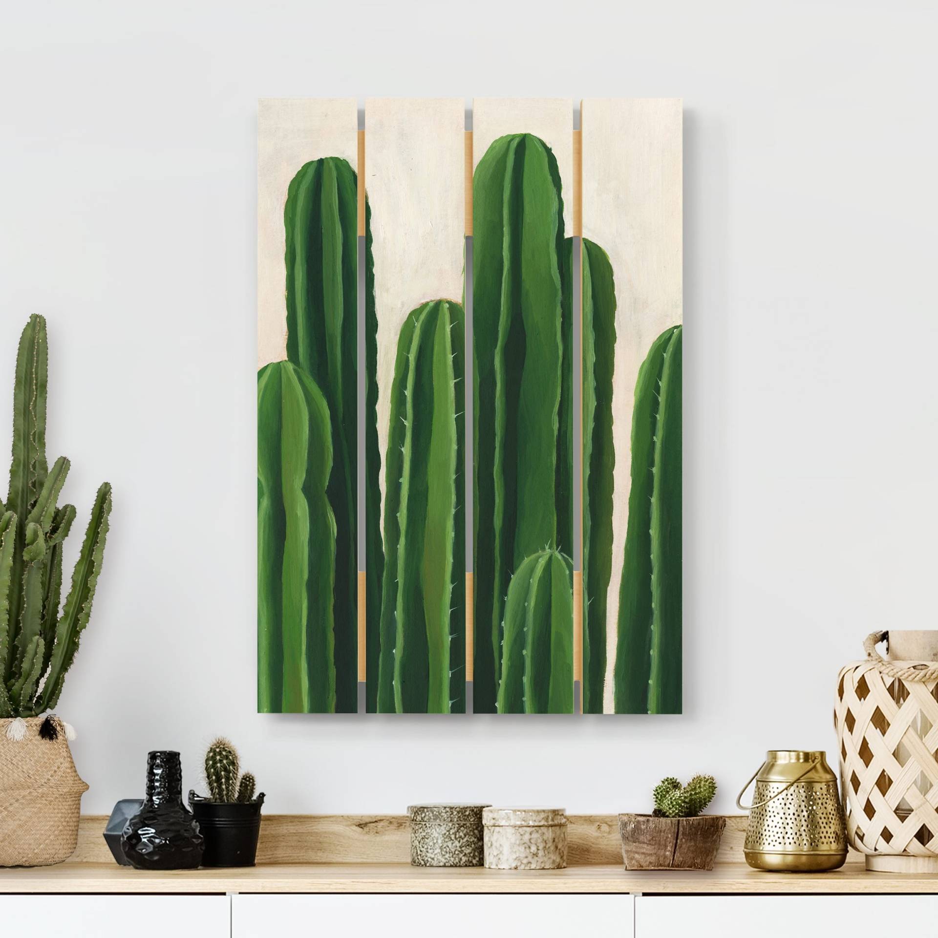 Holzbild Plankenoptik Lieblingspflanzen - Kaktus von Klebefieber