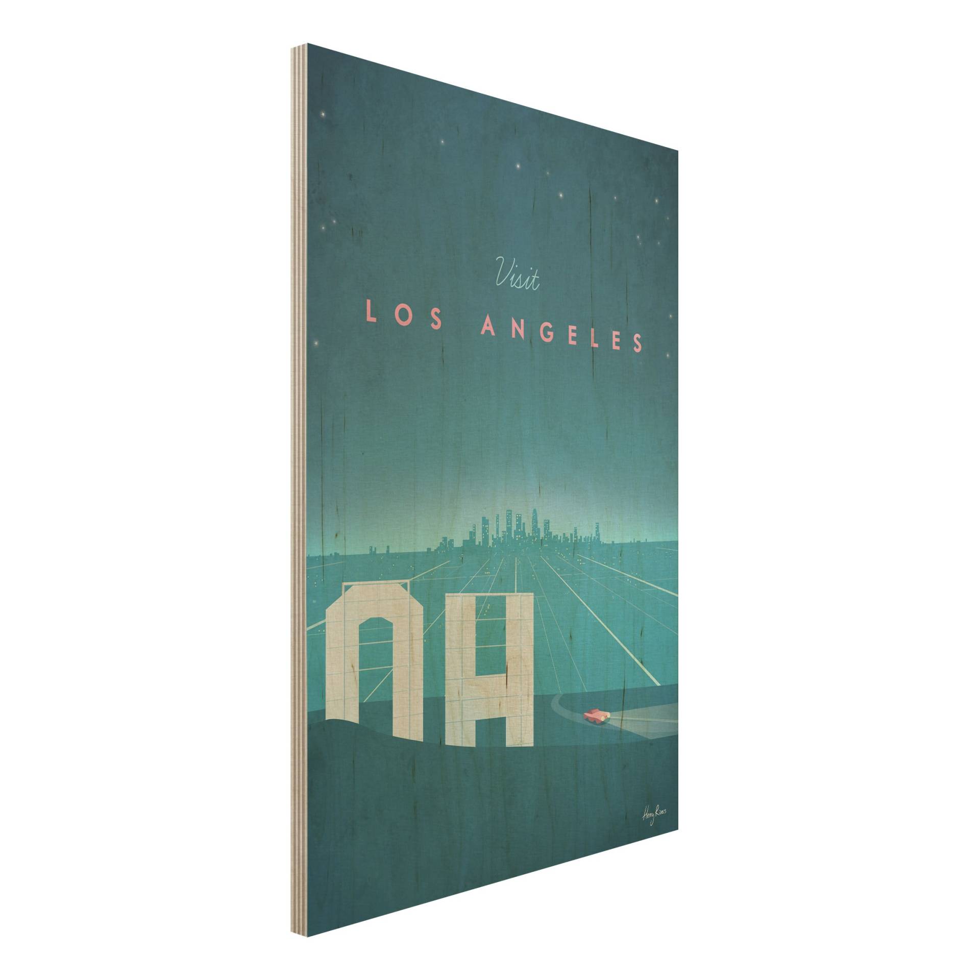 Holzbild Reiseposter - Los Angeles von Klebefieber