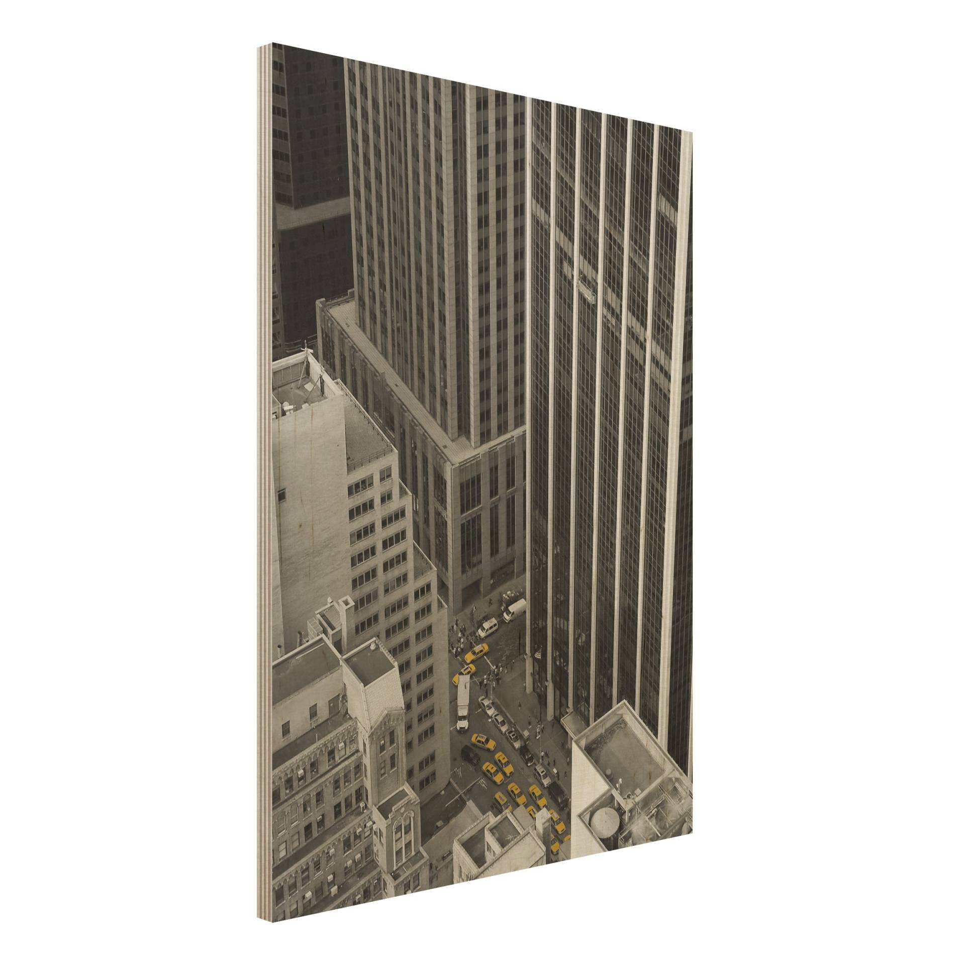 Holzbild Schwarz-Weiß NYC 5pm von Klebefieber