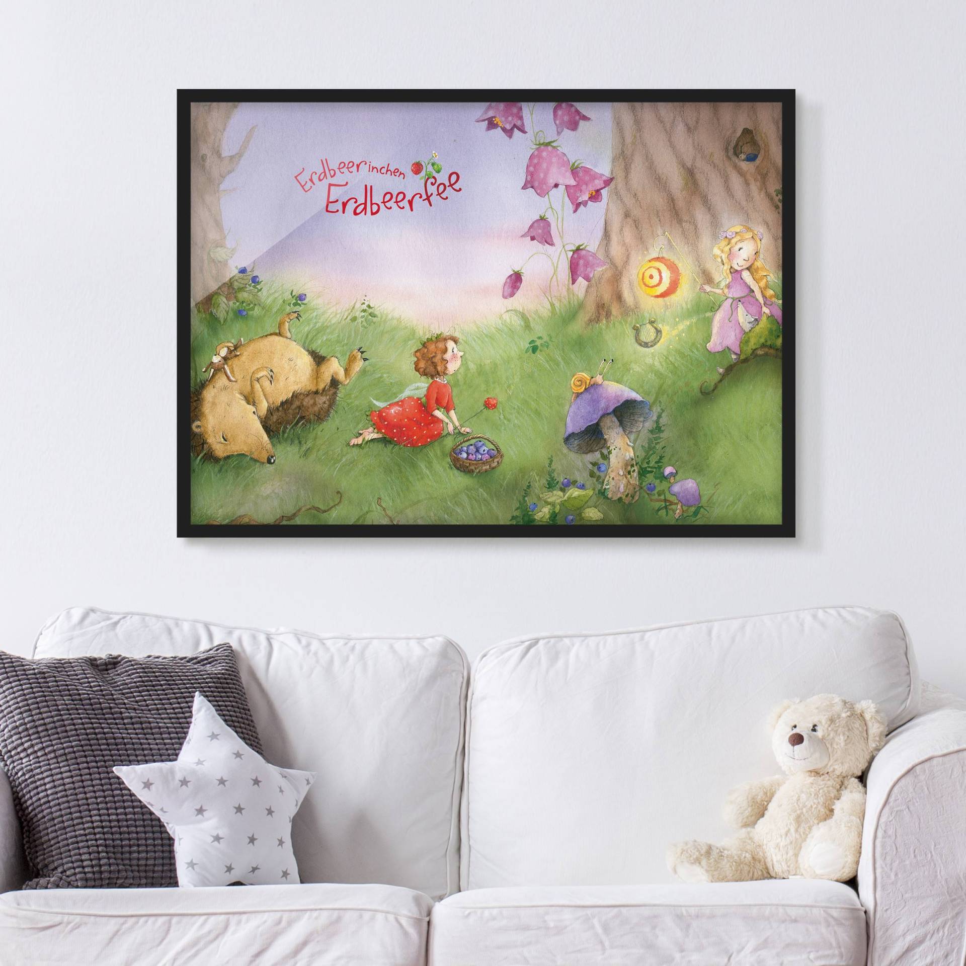 Kinderzimmer Bild mit Rahmen Erdbeerinchen Erdbeerfee - Im Wald von Klebefieber