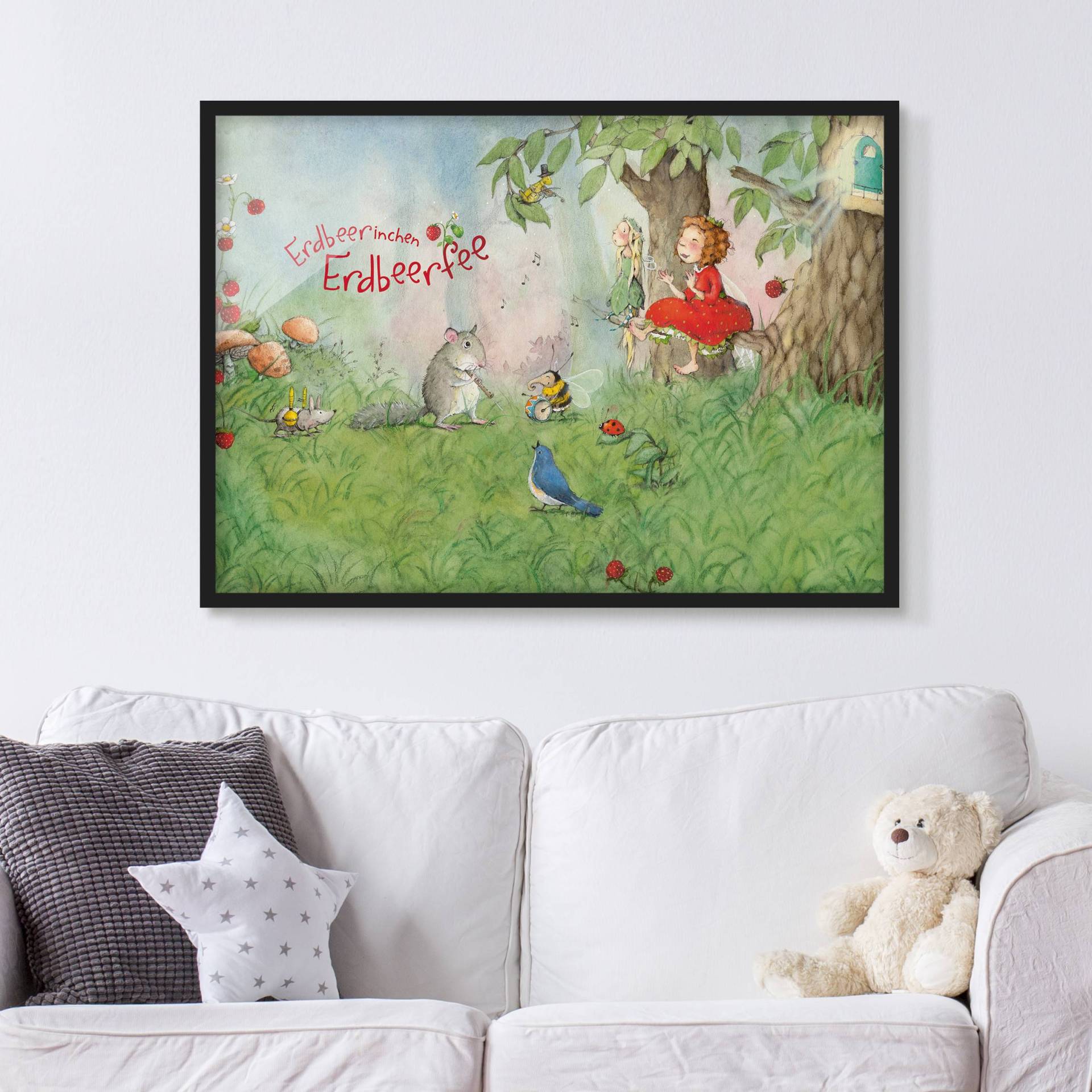 Kinderzimmer Bild mit Rahmen Erdbeerinchen Erdbeerfee - Zusammen Musizieren von Klebefieber