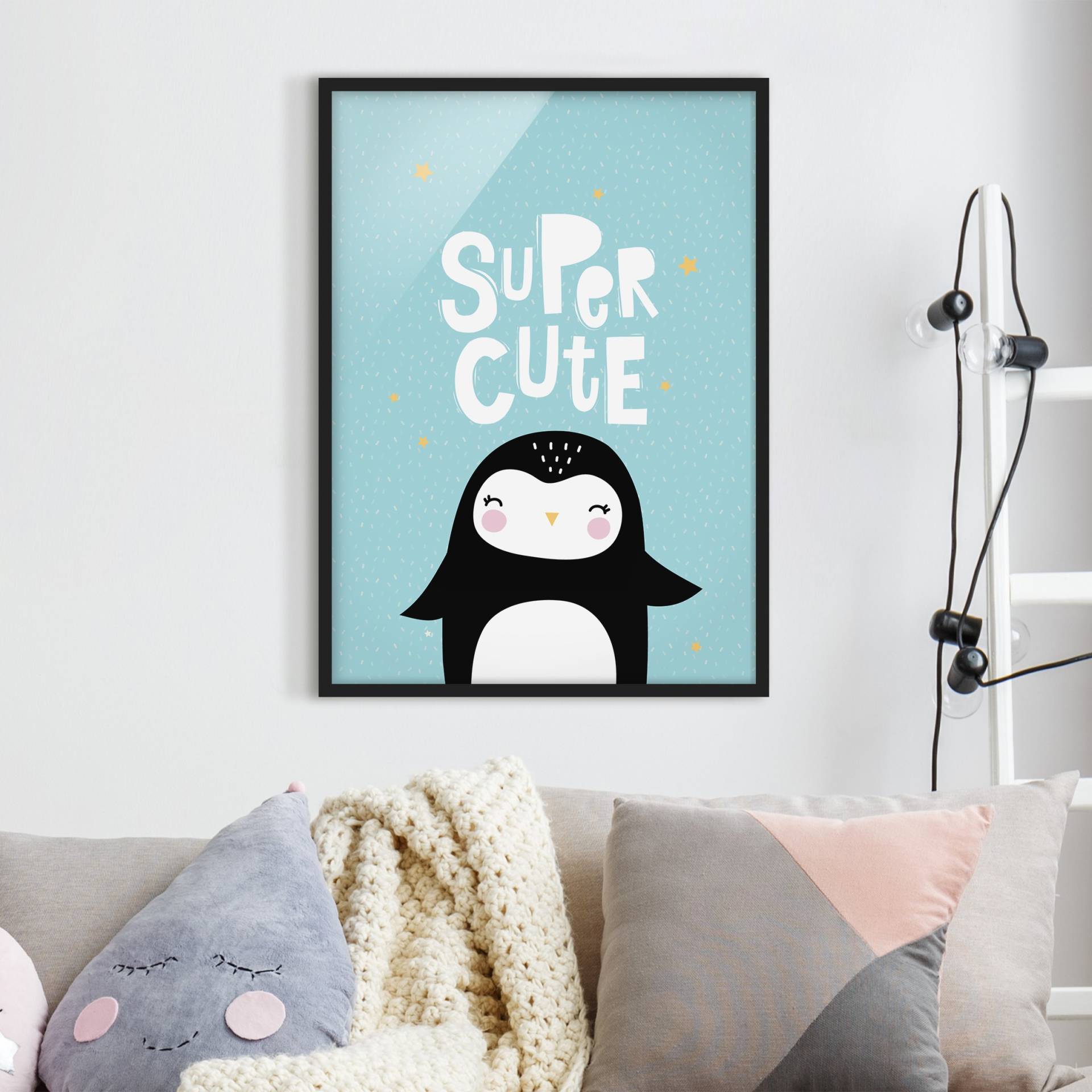 Kinderzimmer Bild mit Rahmen Super Cute Pinguin von Klebefieber