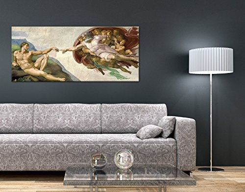 Klebefieber Leinwandbild Michelangelo - Die Erschaffung Adams B x H: 160cm x 75cm von Klebefieber