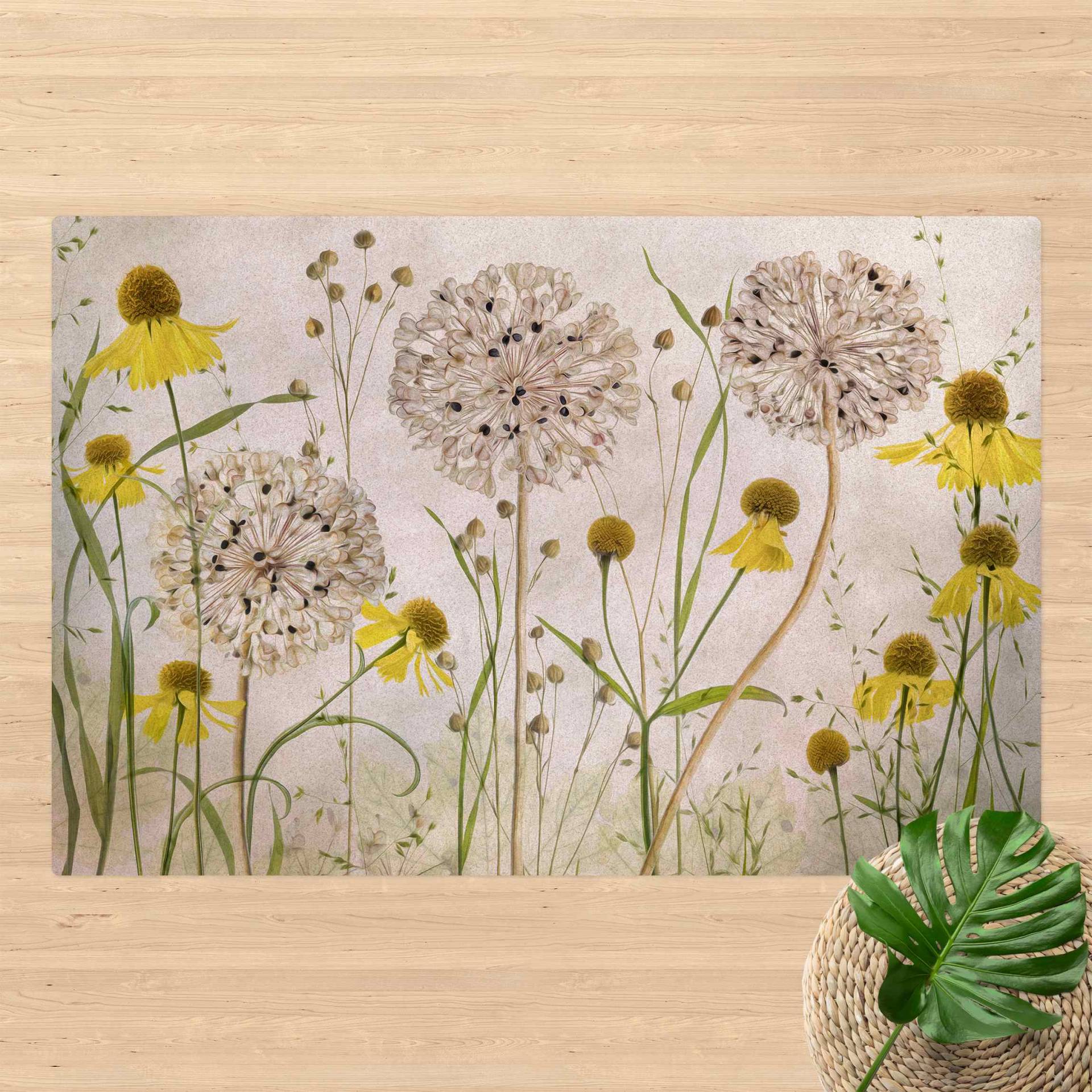 Kork-Teppich Allium und Helenium Illustration von Klebefieber