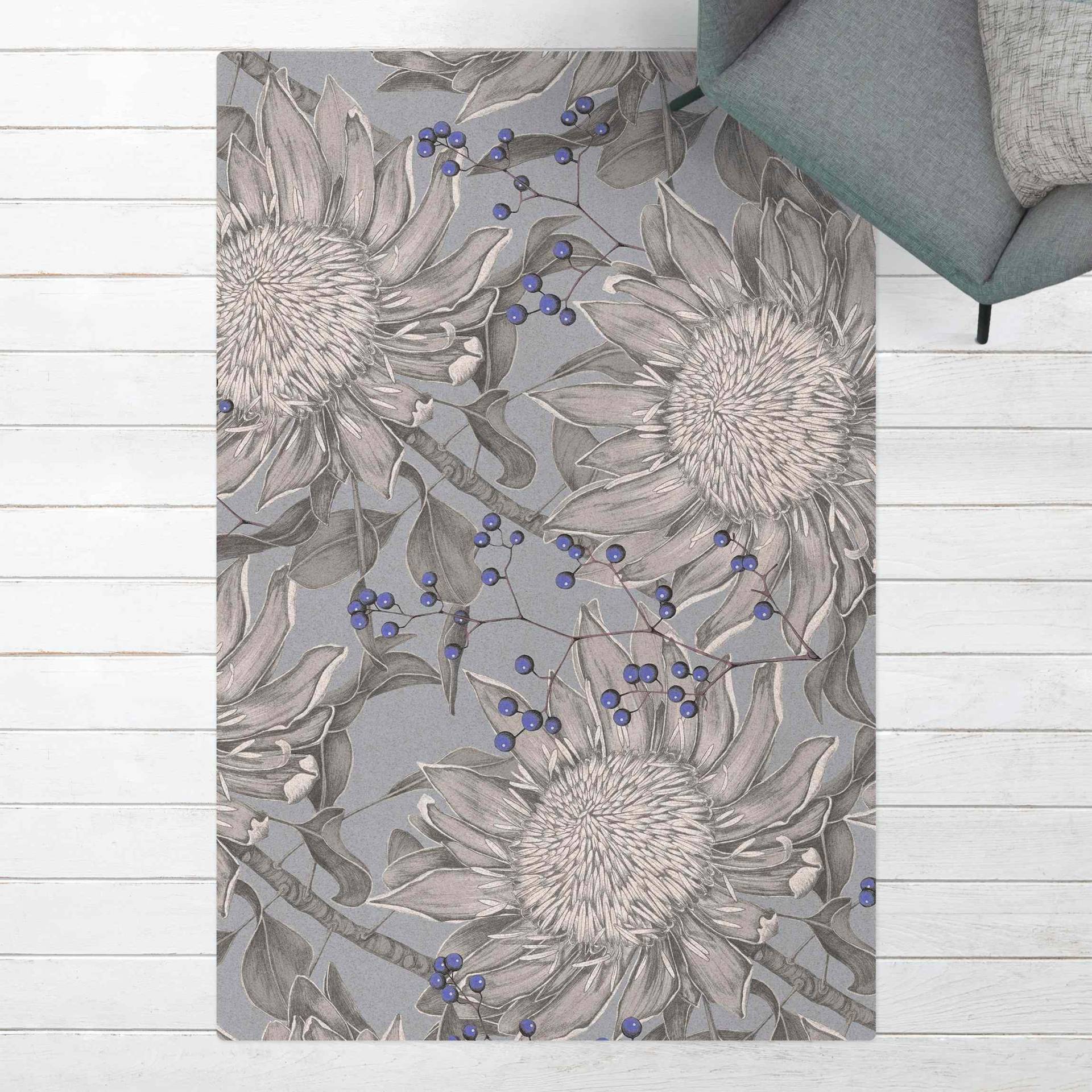 Kork-Teppich Florale Eleganz Blaubeeren von Klebefieber