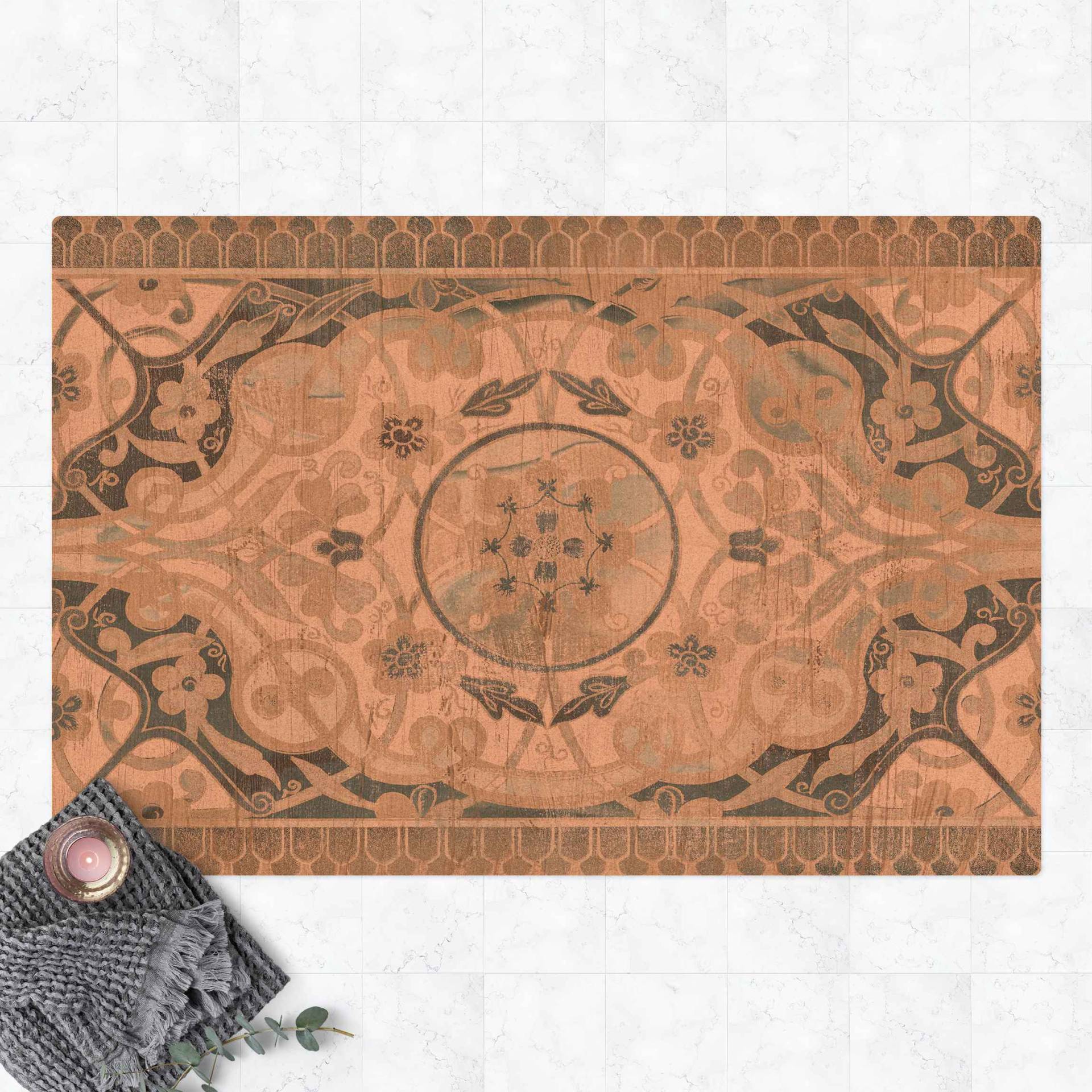 Kork-Teppich Holzpaneel Persisch Vintage I von Klebefieber