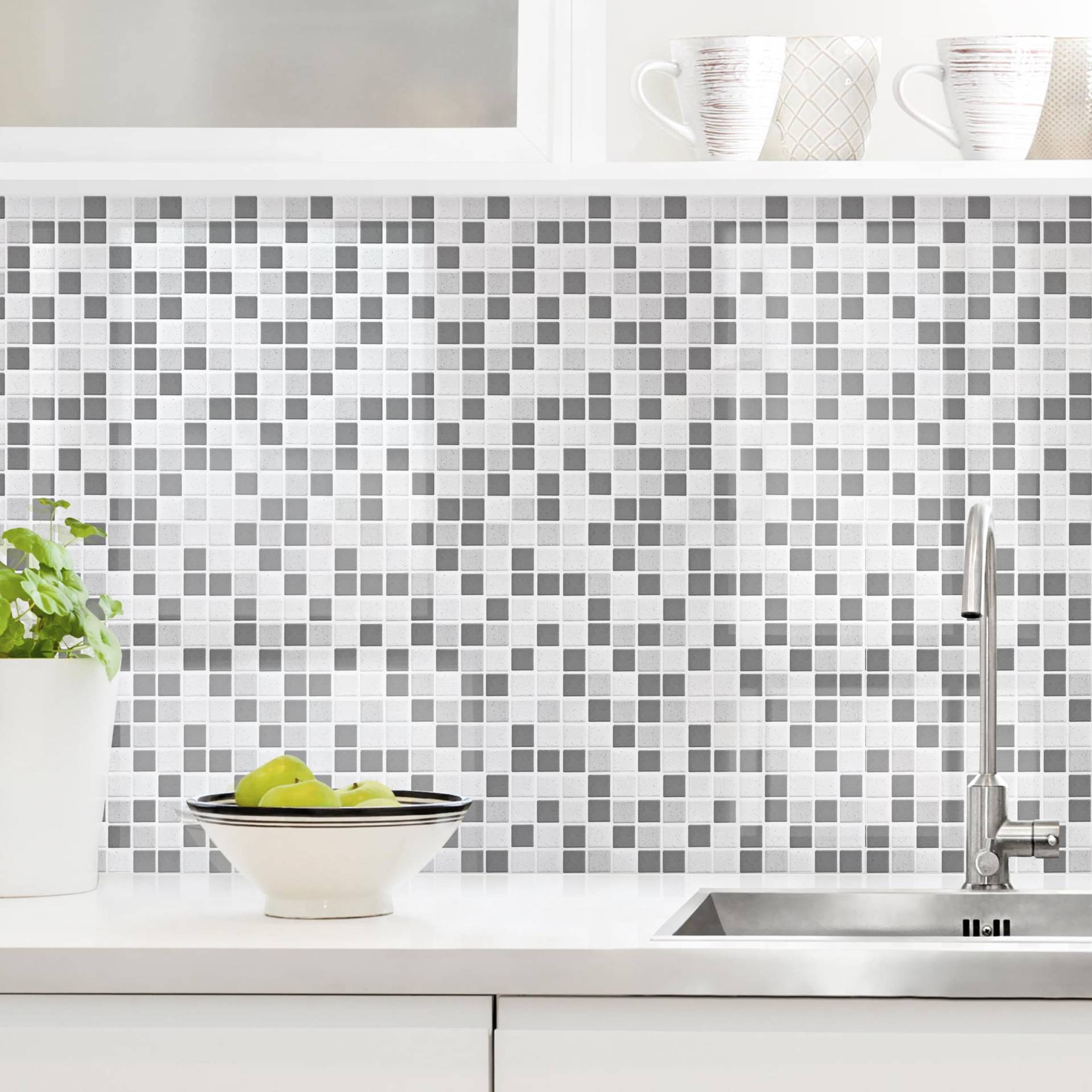 Küchenrückwand Fliesenoptik Mosaikfliesen Grau von Klebefieber