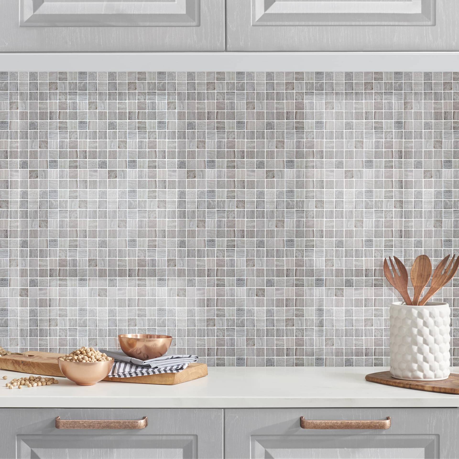 Küchenrückwand Fliesenoptik Mosaikfliesen Marmoroptik von Klebefieber