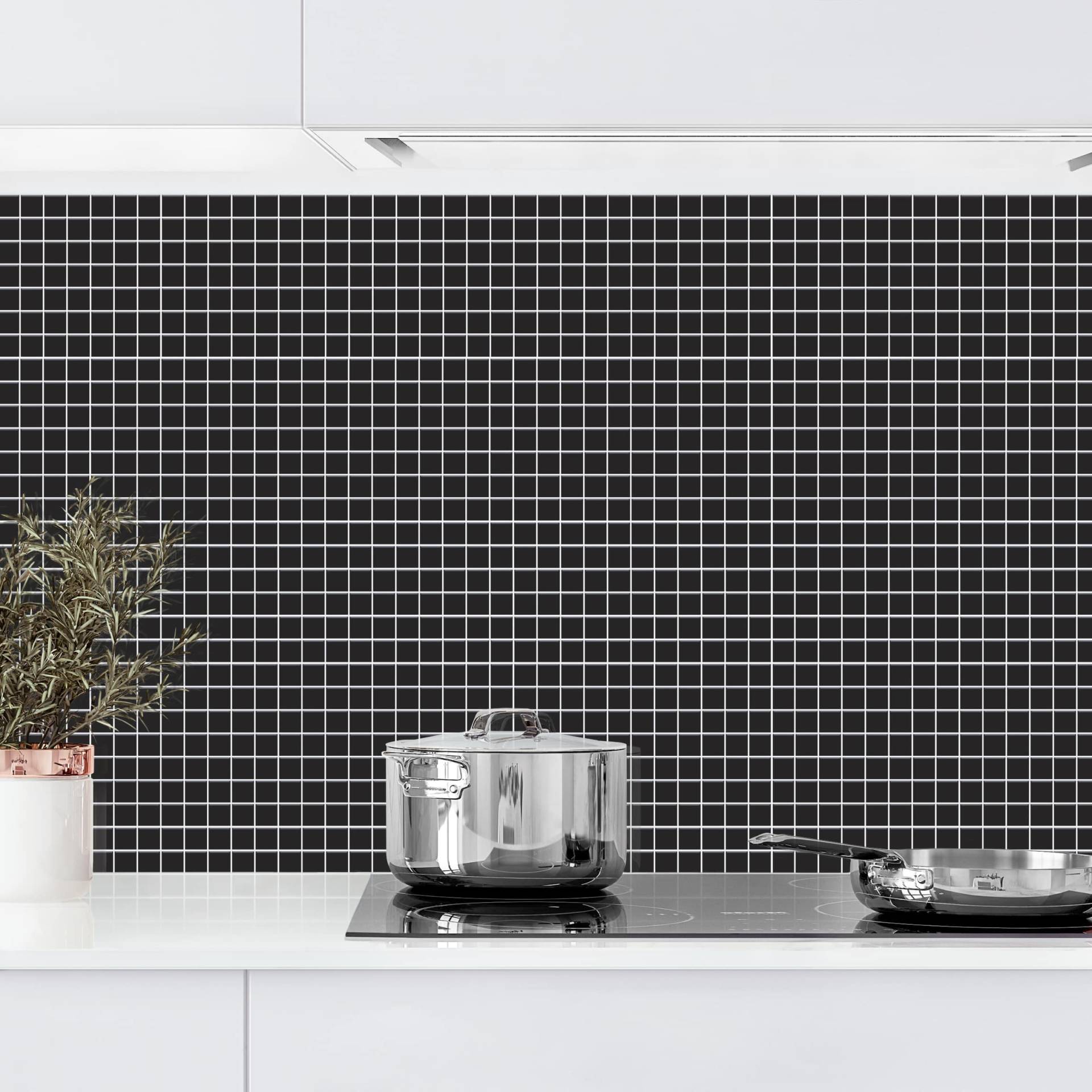 Küchenrückwand Fliesenoptik Mosaikfliesen Schwarz Matt von Klebefieber
