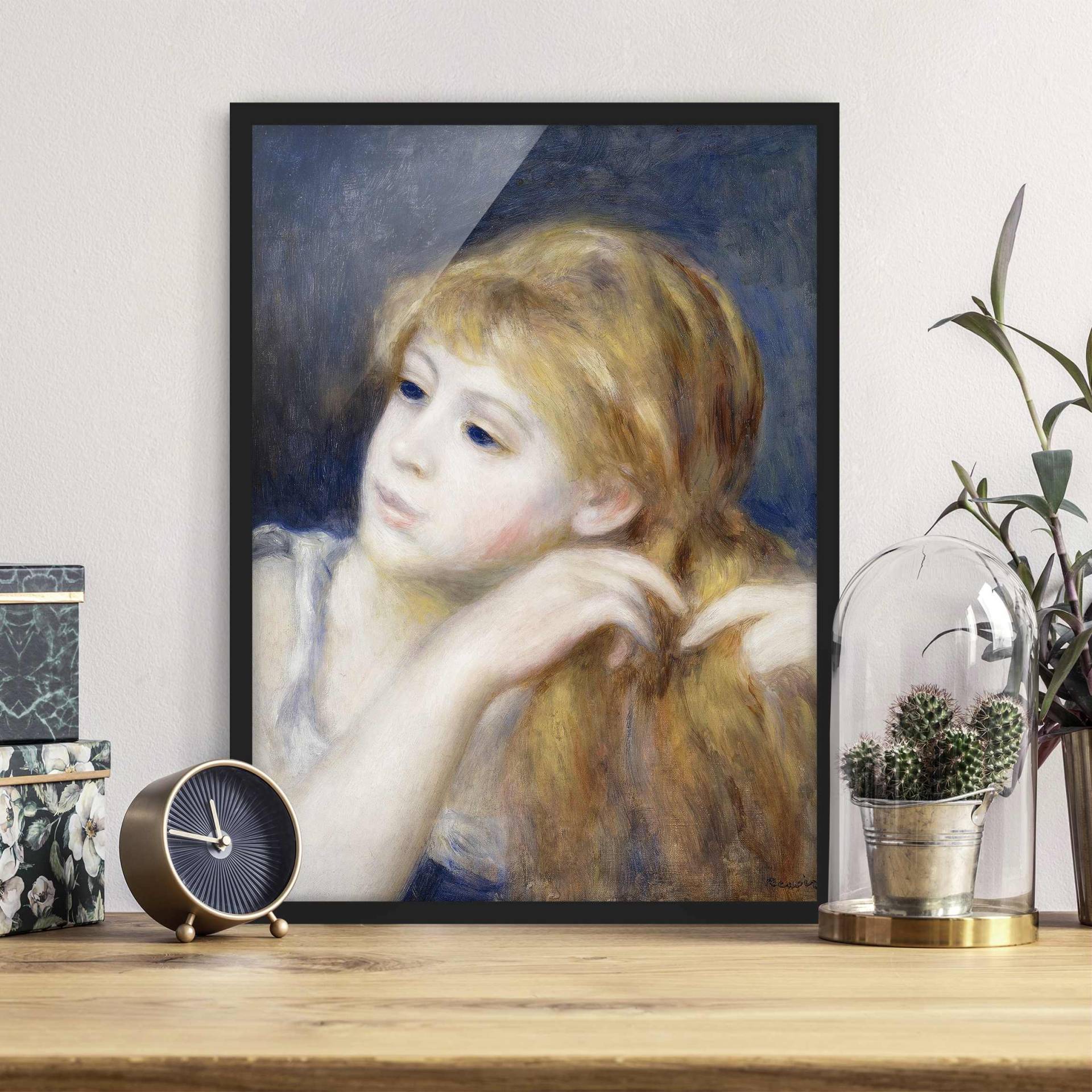 Kunstdruck mit Rahmen Auguste Renoir - Kopf eines Mädchens von Klebefieber