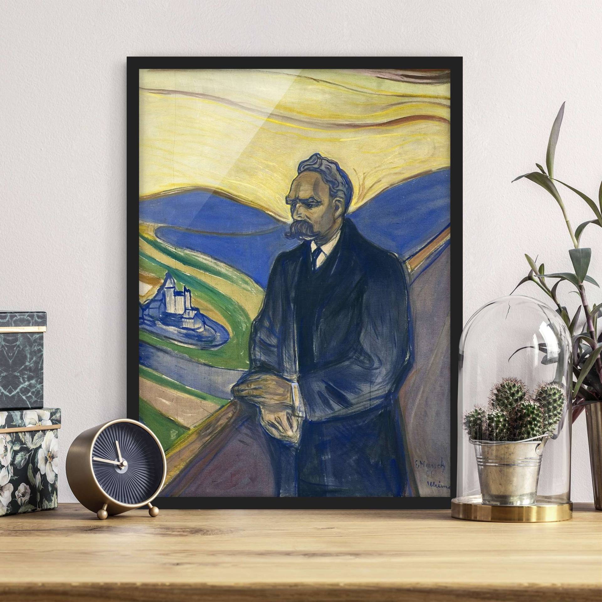 Kunstdruck mit Rahmen Edvard Munch - Porträt Nietzsche von Klebefieber