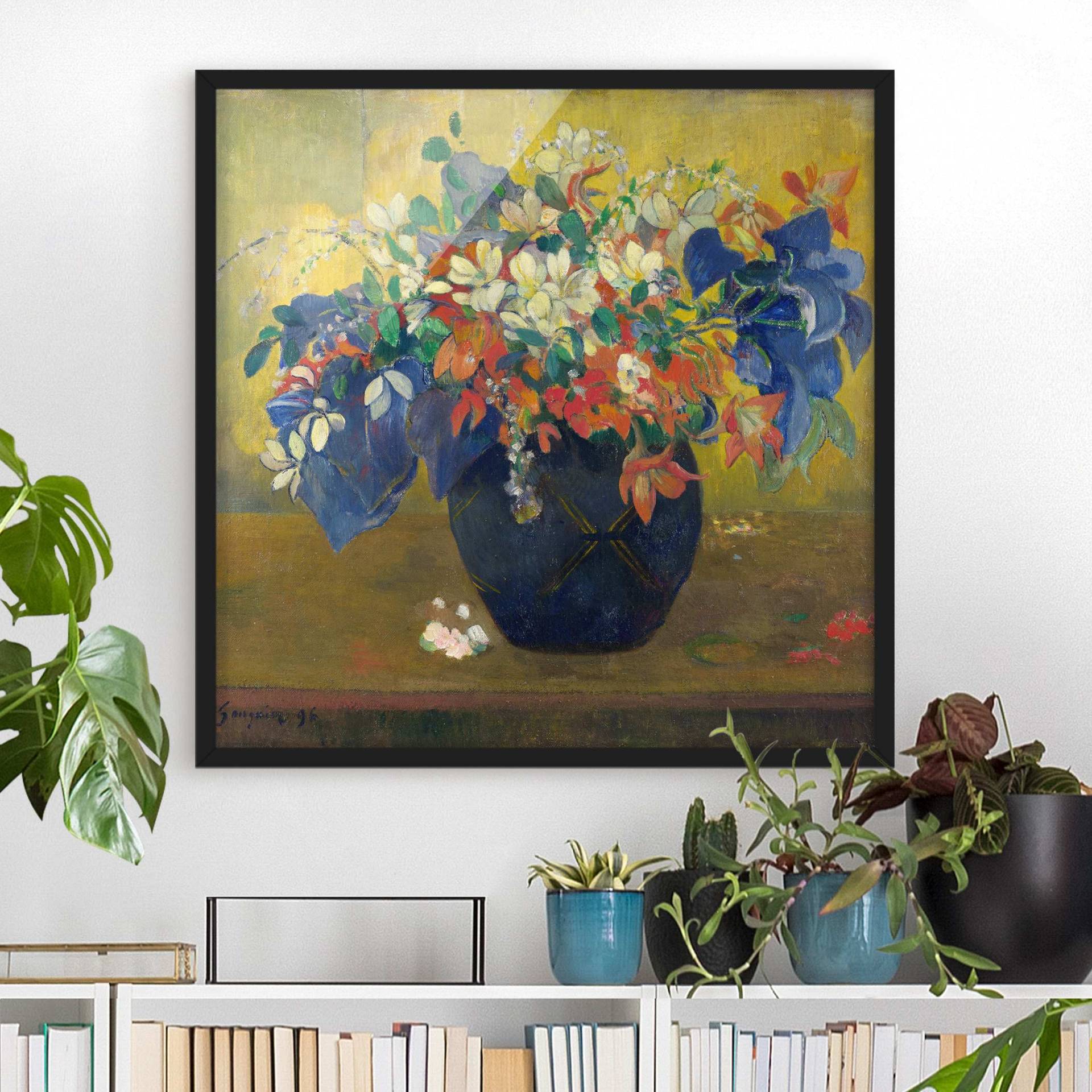 Kunstdruck mit Rahmen Paul Gauguin - Vase mit Blumen von Klebefieber