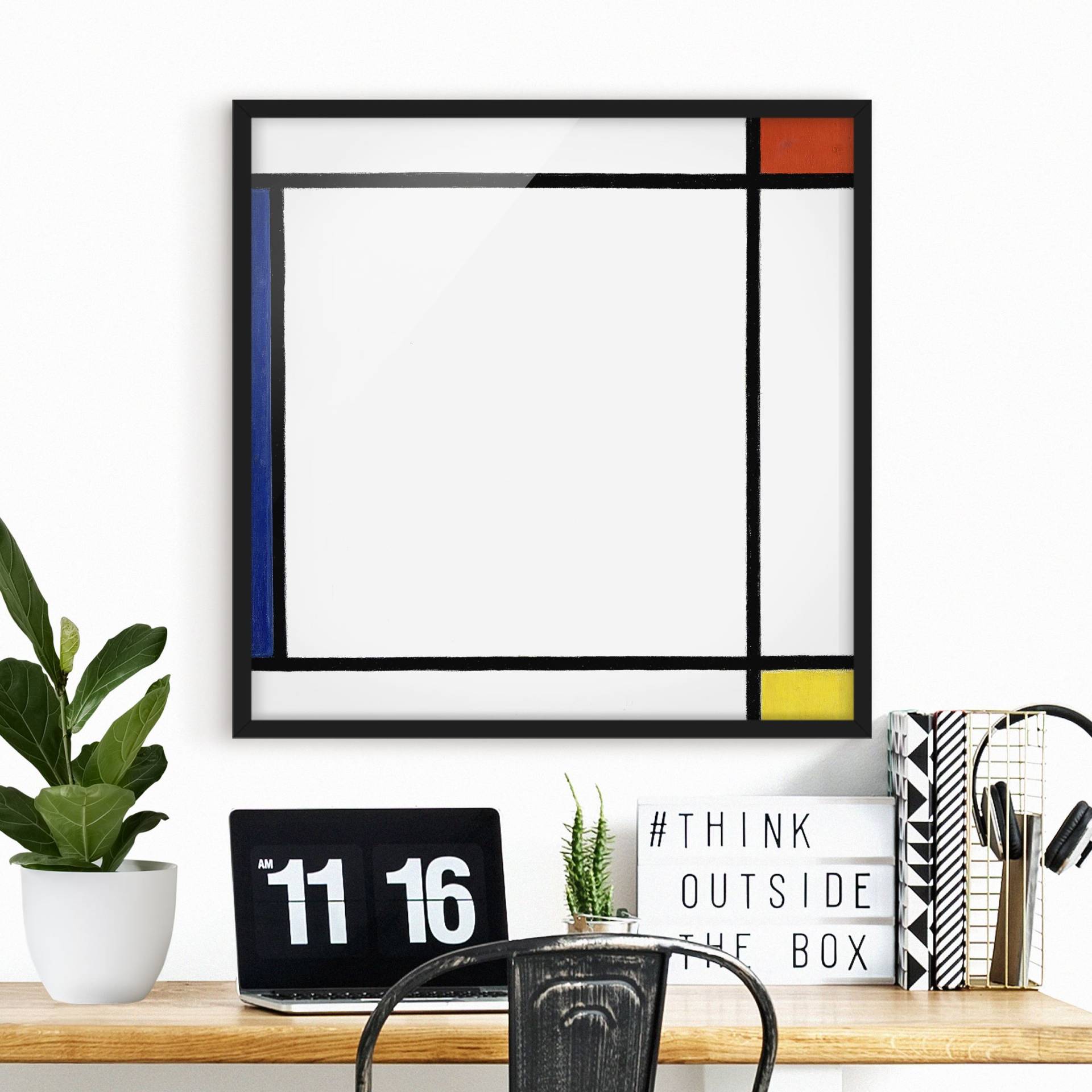 Kunstdruck mit Rahmen Piet Mondrian - Komposition III von Klebefieber