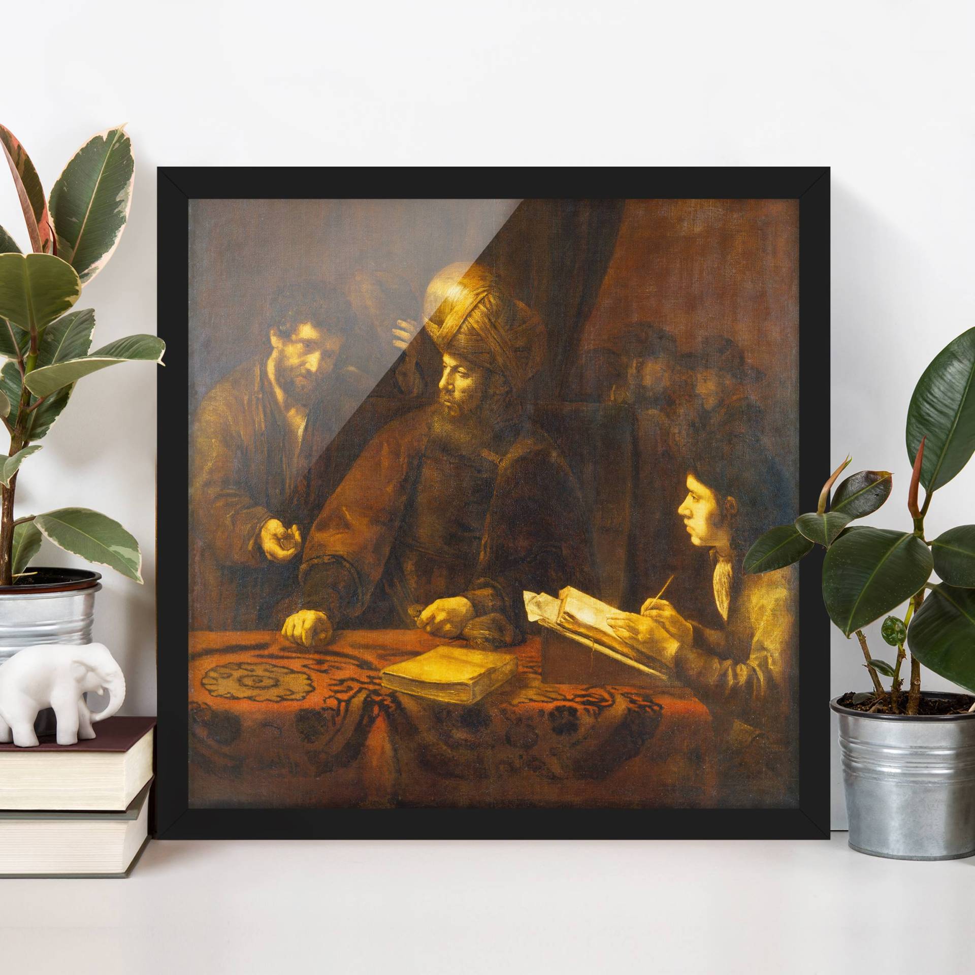 Kunstdruck mit Rahmen Rembrandt van Rijn - Gleichnis von Arbeitern von Klebefieber