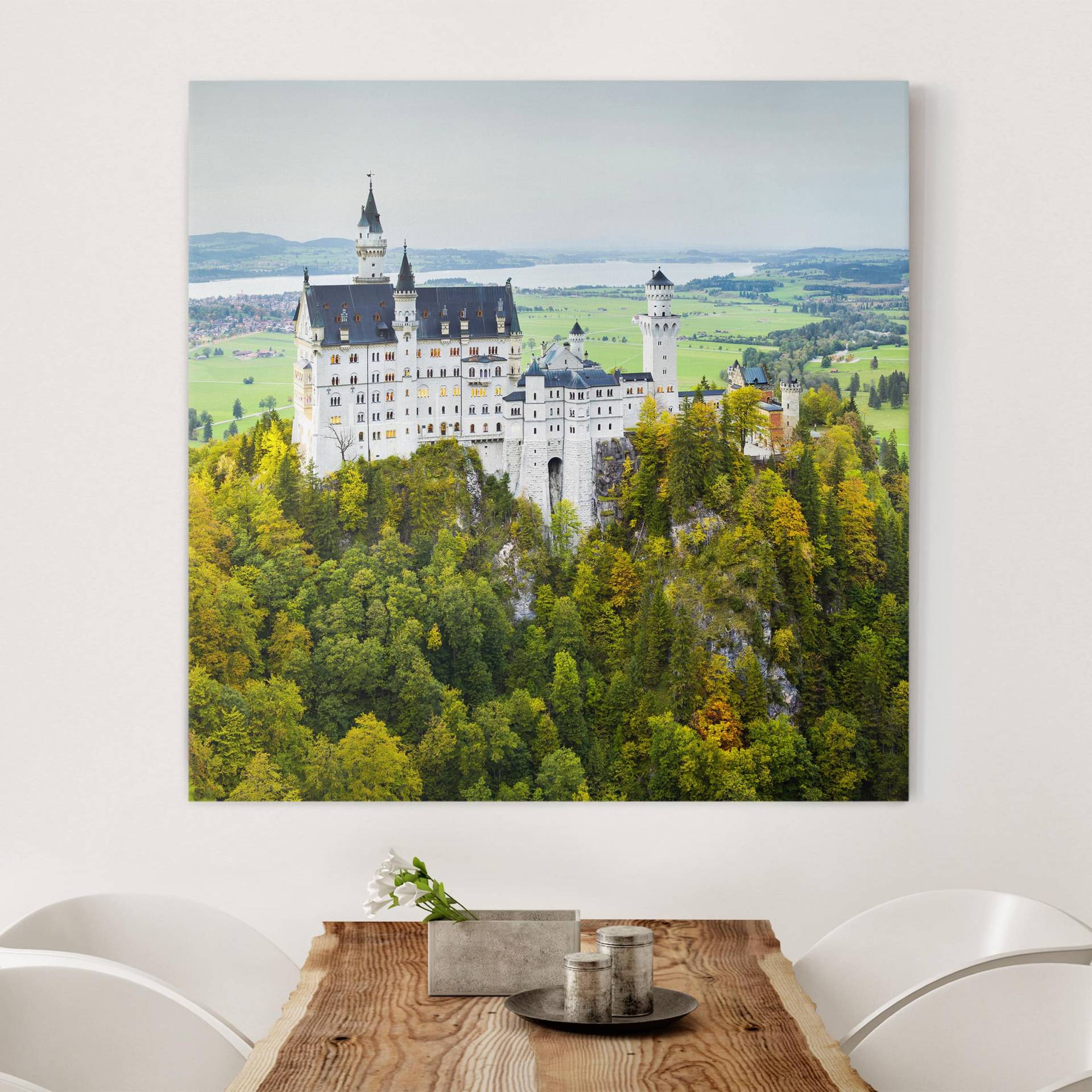 Leinwandbild Architektur & Skyline Schloss Neuschwanstein Panorama von Klebefieber