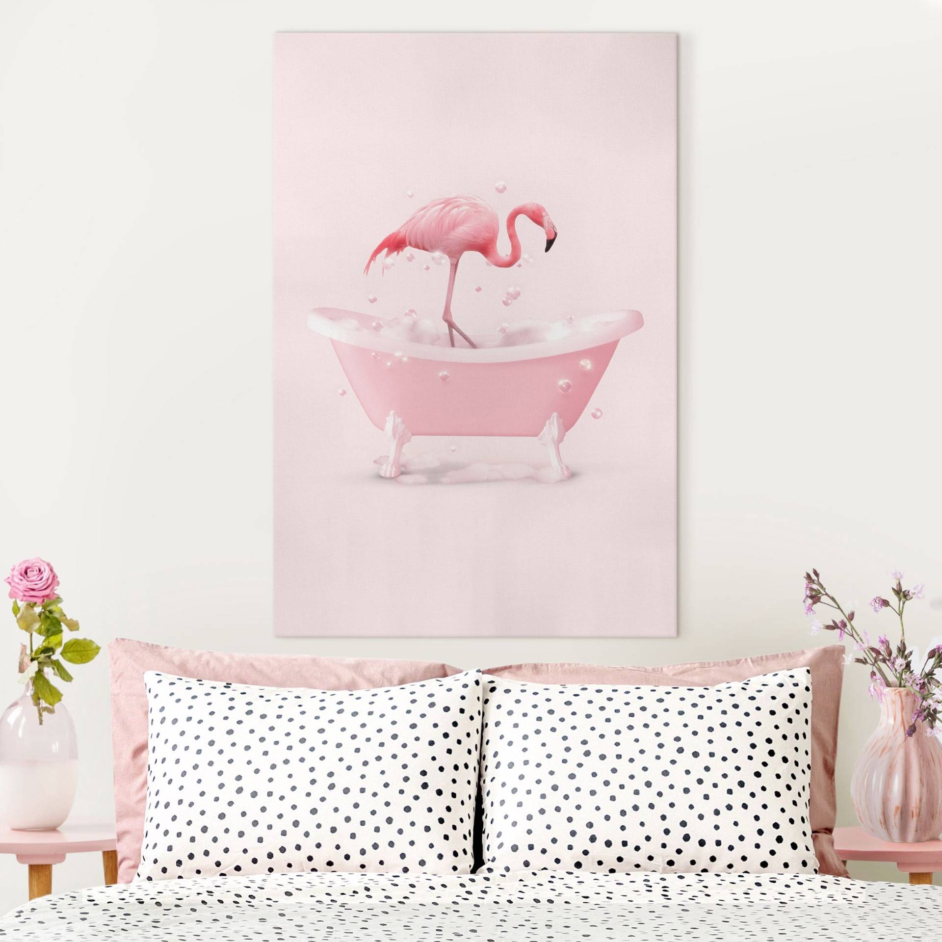 Leinwandbild Badewannen Flamingo von Klebefieber