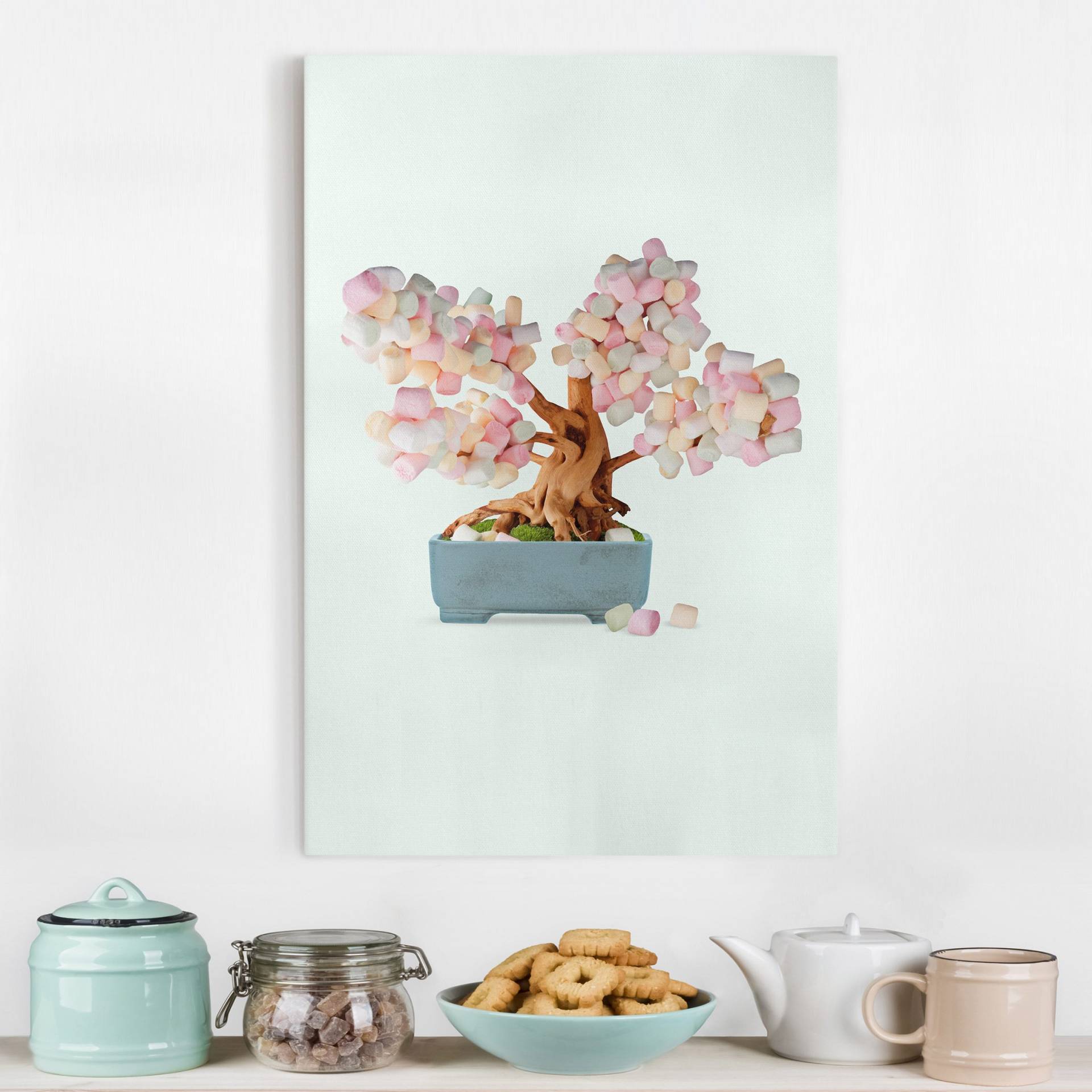 Leinwandbild Bonsai mit Marshmallows von Klebefieber