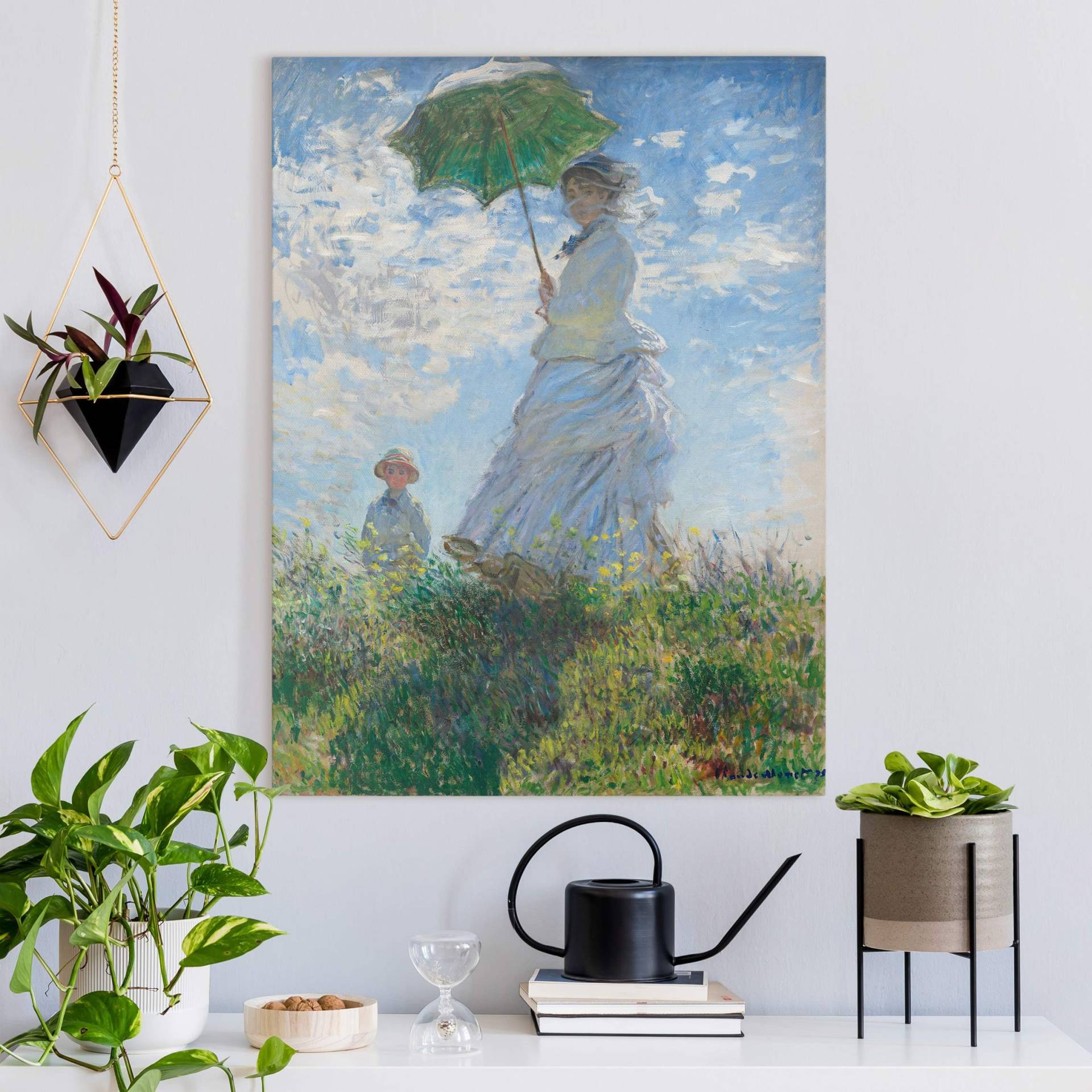 Leinwandbild Claude Monet - Frau mit Sonnenschirm von Klebefieber