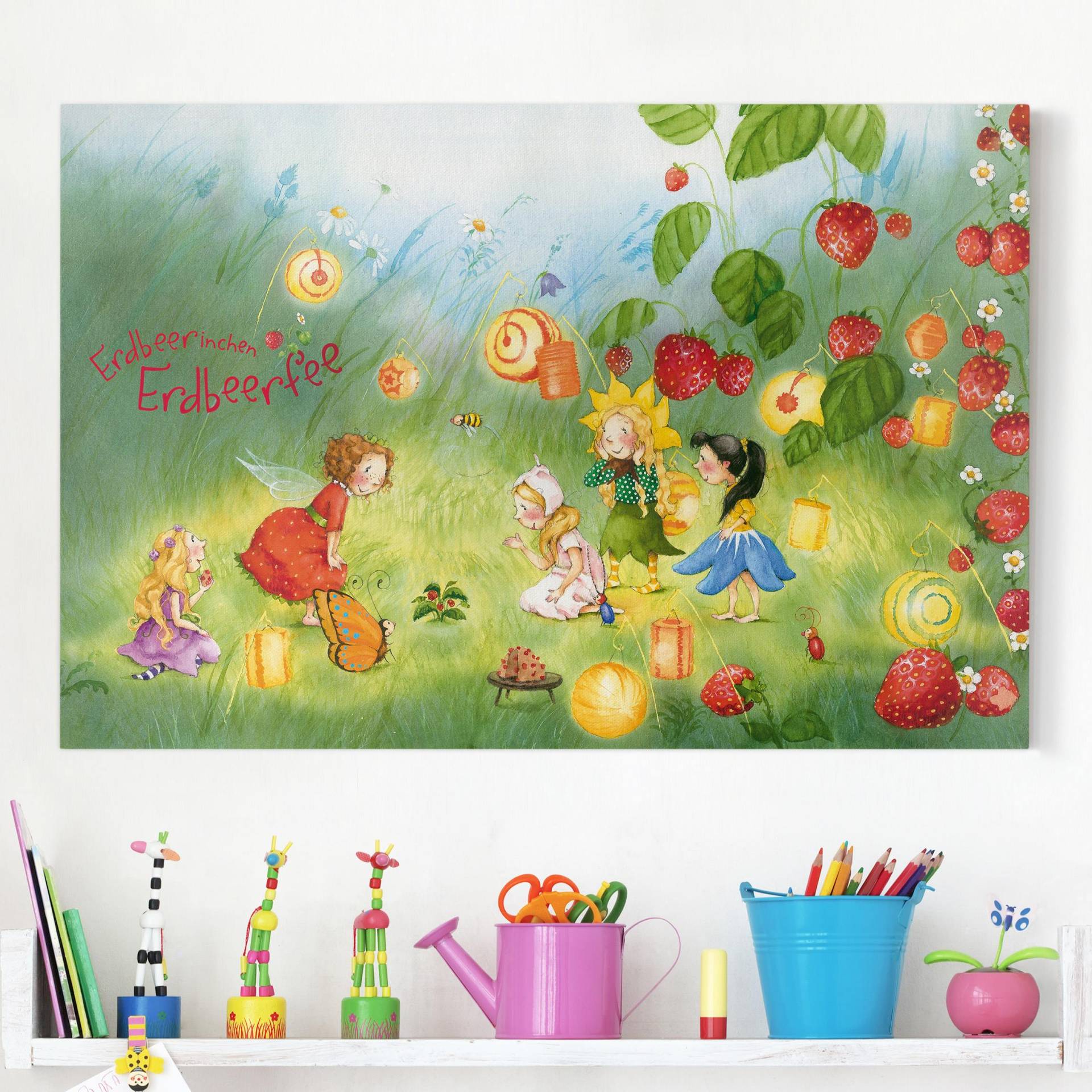 Leinwandbild Kinderzimmer Erdbeerinchen Erdbeerfee - Laternen von Klebefieber
