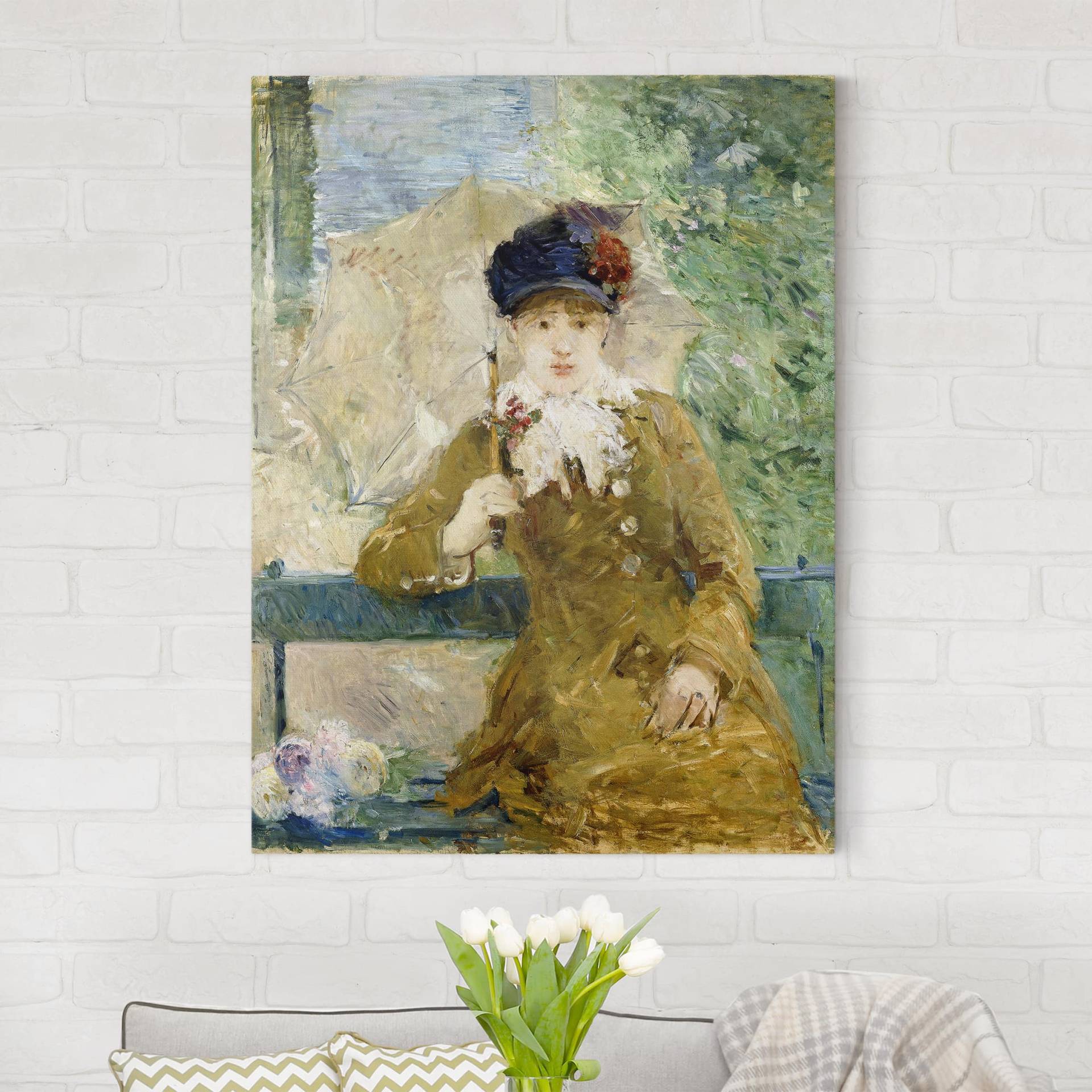 Leinwandbild Kunstdruck Berthe Morisot - Dame mit Sonnenschirm von Klebefieber