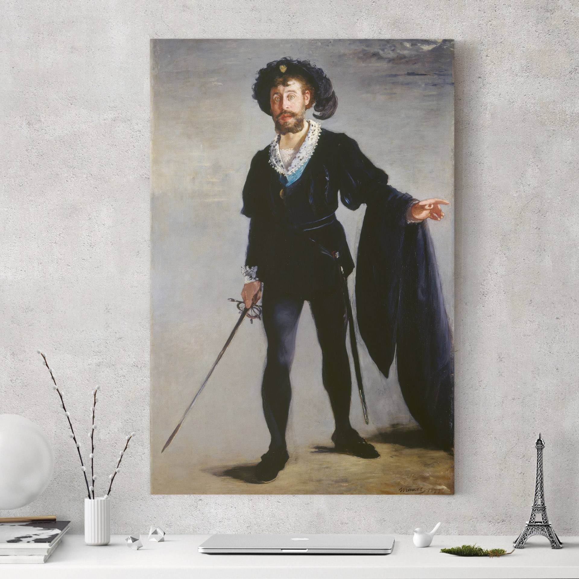 Leinwandbild Kunstdruck Edouard Manet - Der Sänger Jean-Baptiste Faure als Hamlet von Klebefieber