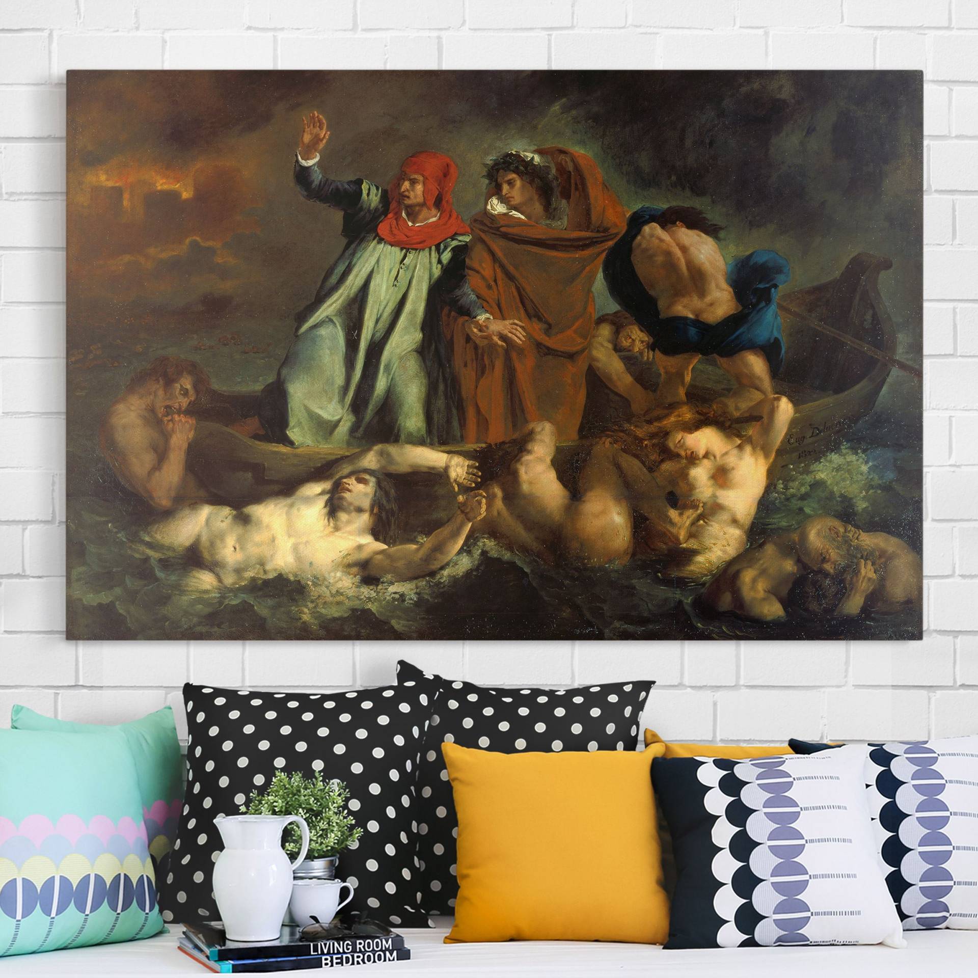 Leinwandbild Kunstdruck Eugène Delacroix - Dante und Virgil in der Hölle von Klebefieber