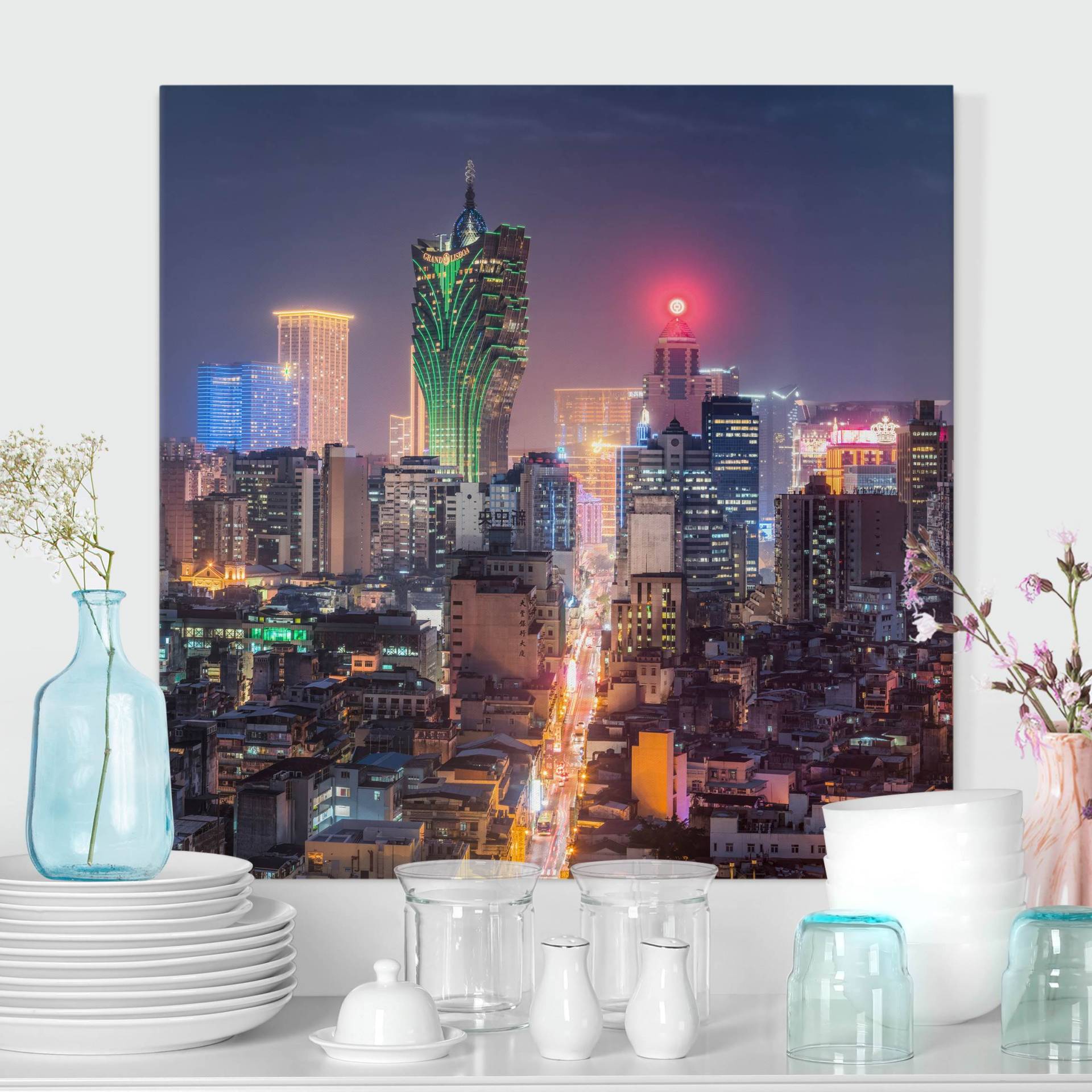 Leinwandbild Nachtlichter von Macau von Klebefieber