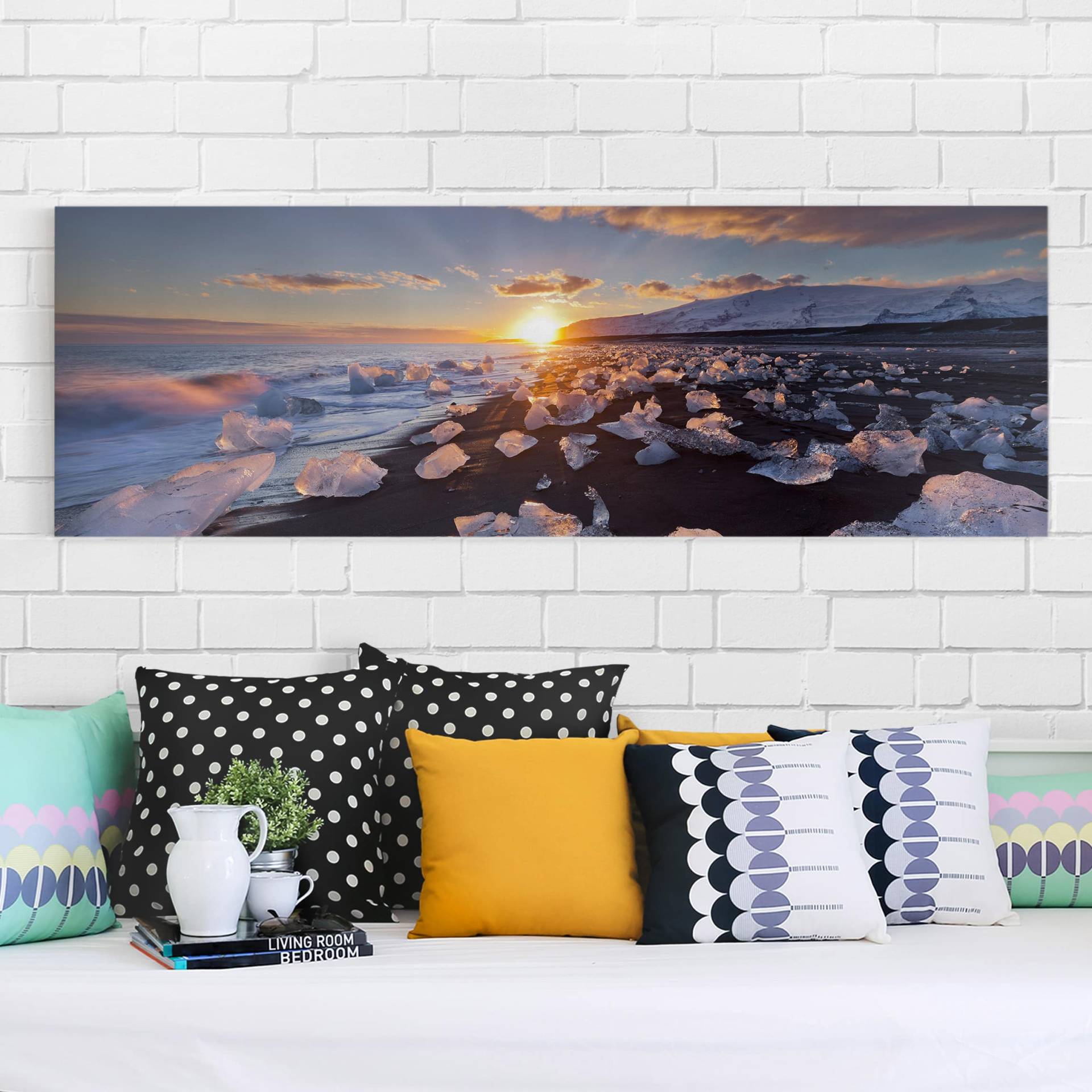 Leinwandbild Natur & Landschaft Eisbrocken am Strand Island von Klebefieber