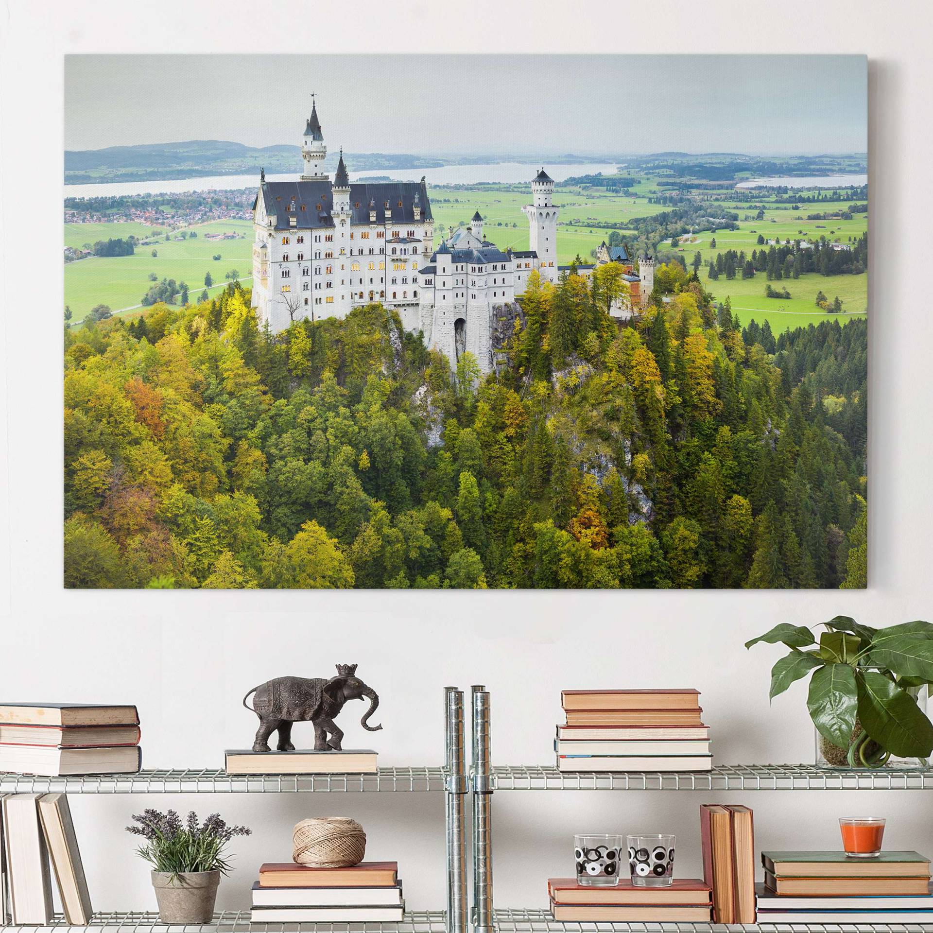 Leinwandbild Natur & Landschaft Schloss Neuschwanstein Panorama von Klebefieber