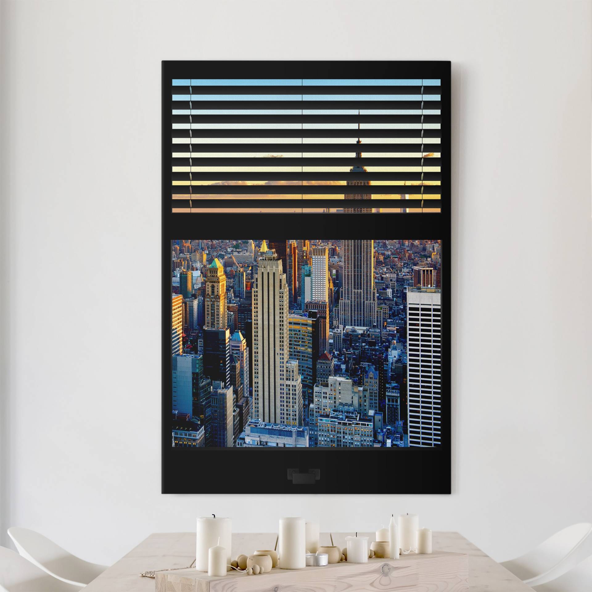 Leinwandbild New York Fensterausblick Jalousie - Sonnenaufgang New York von Klebefieber