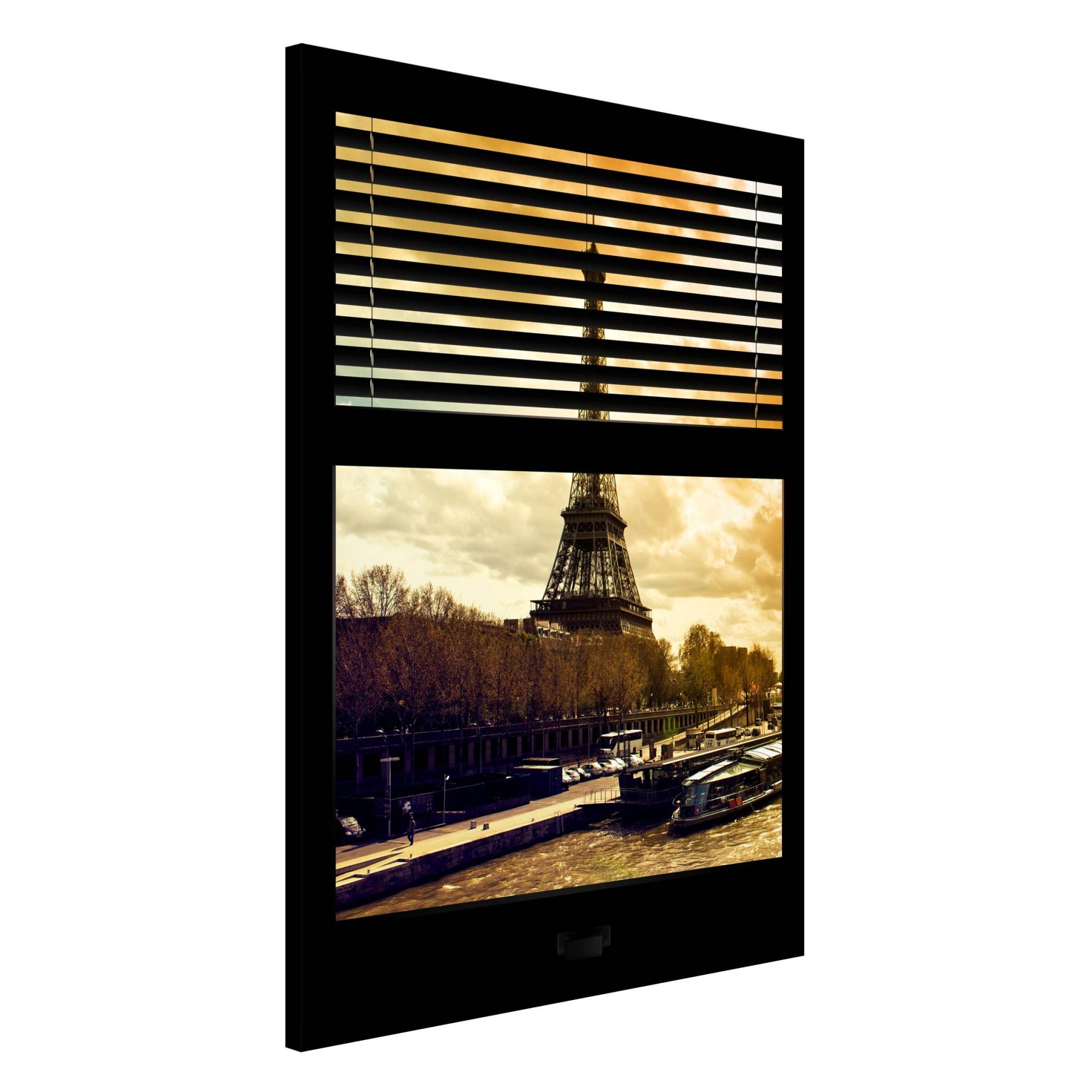 Magnettafel Fensterausblick Jalousie - Paris Eiffelturm Sonnenuntergang von Klebefieber