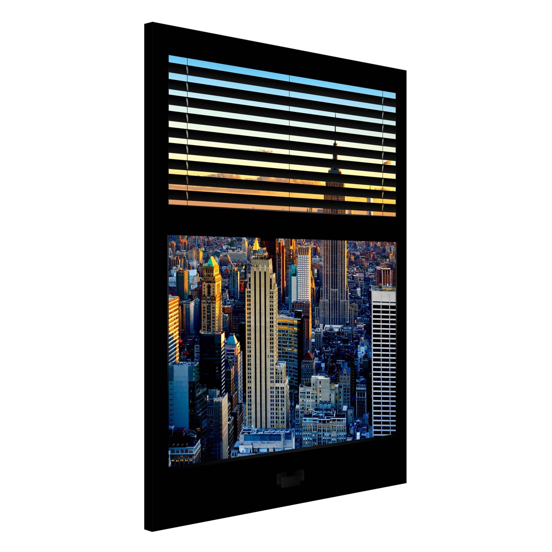 Magnettafel Fensterausblick Jalousie - Sonnenaufgang New York von Klebefieber