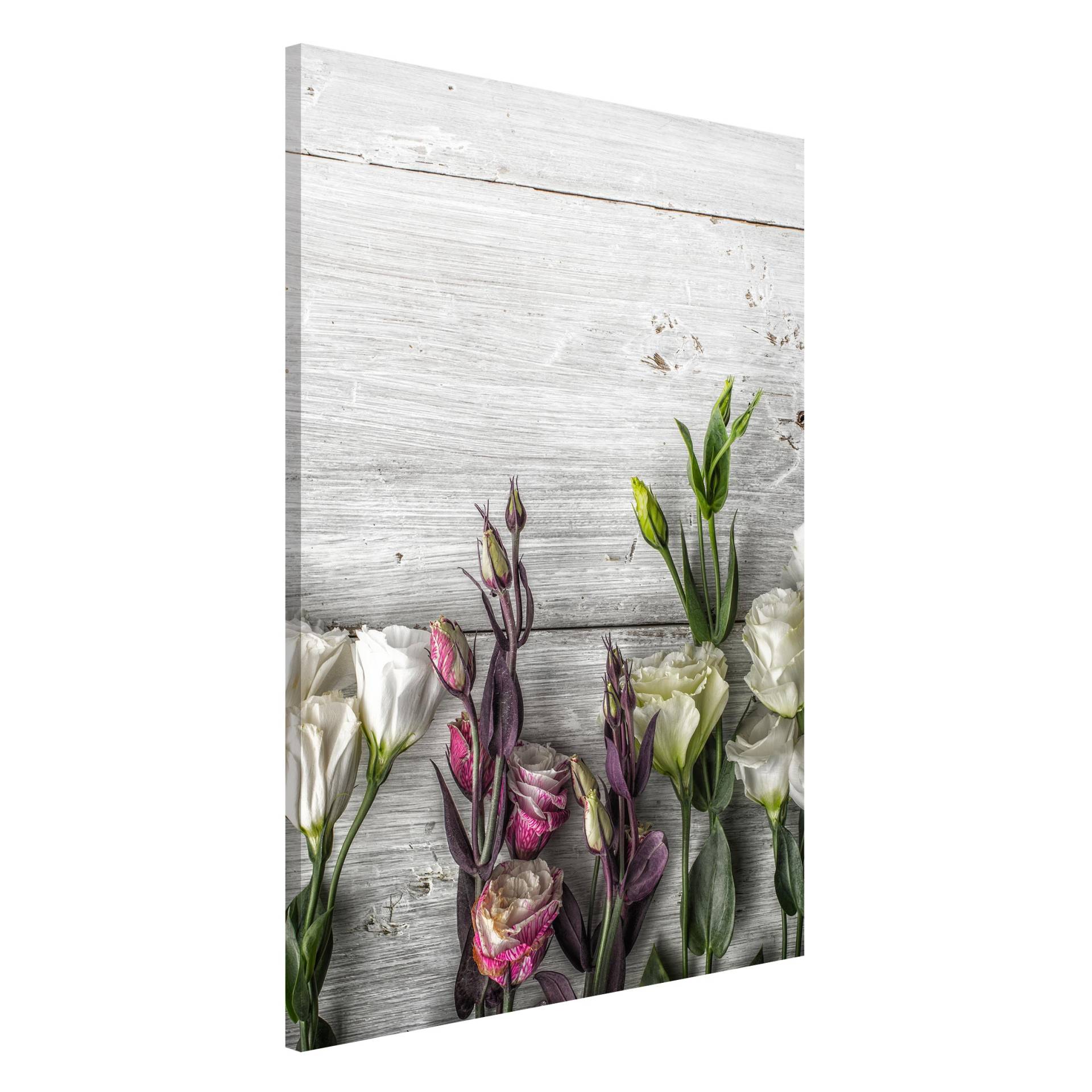 Magnettafel Tulpen-Rose Shabby Holzoptik von Klebefieber