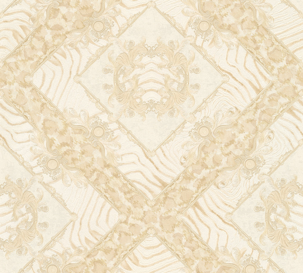 Metallic-Tapete Versace wallpaper Versace 3 Vasmara in Beige Creme Metallic - 349044 von Klebefieber